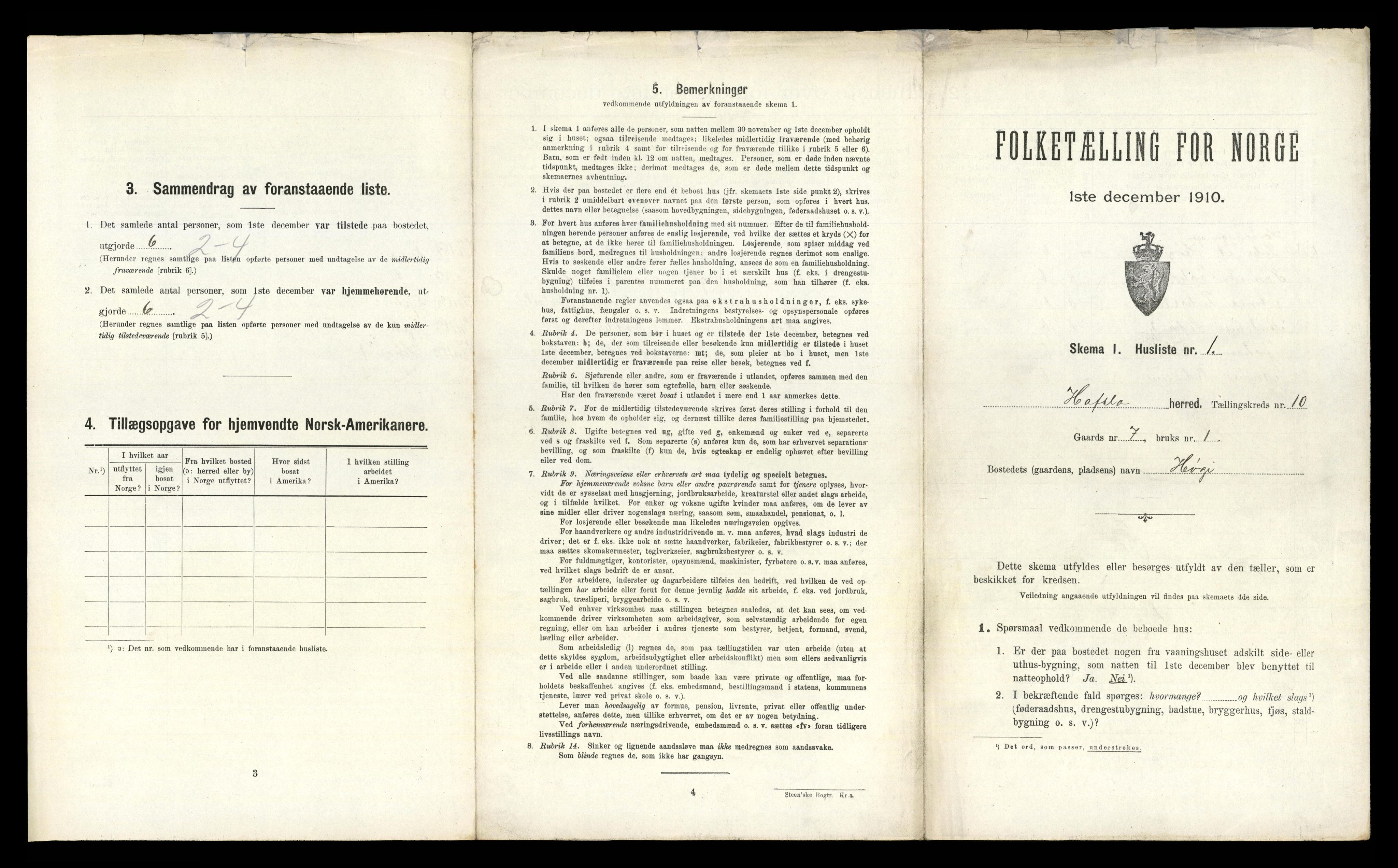 RA, 1910 census for Hafslo, 1910, p. 1033