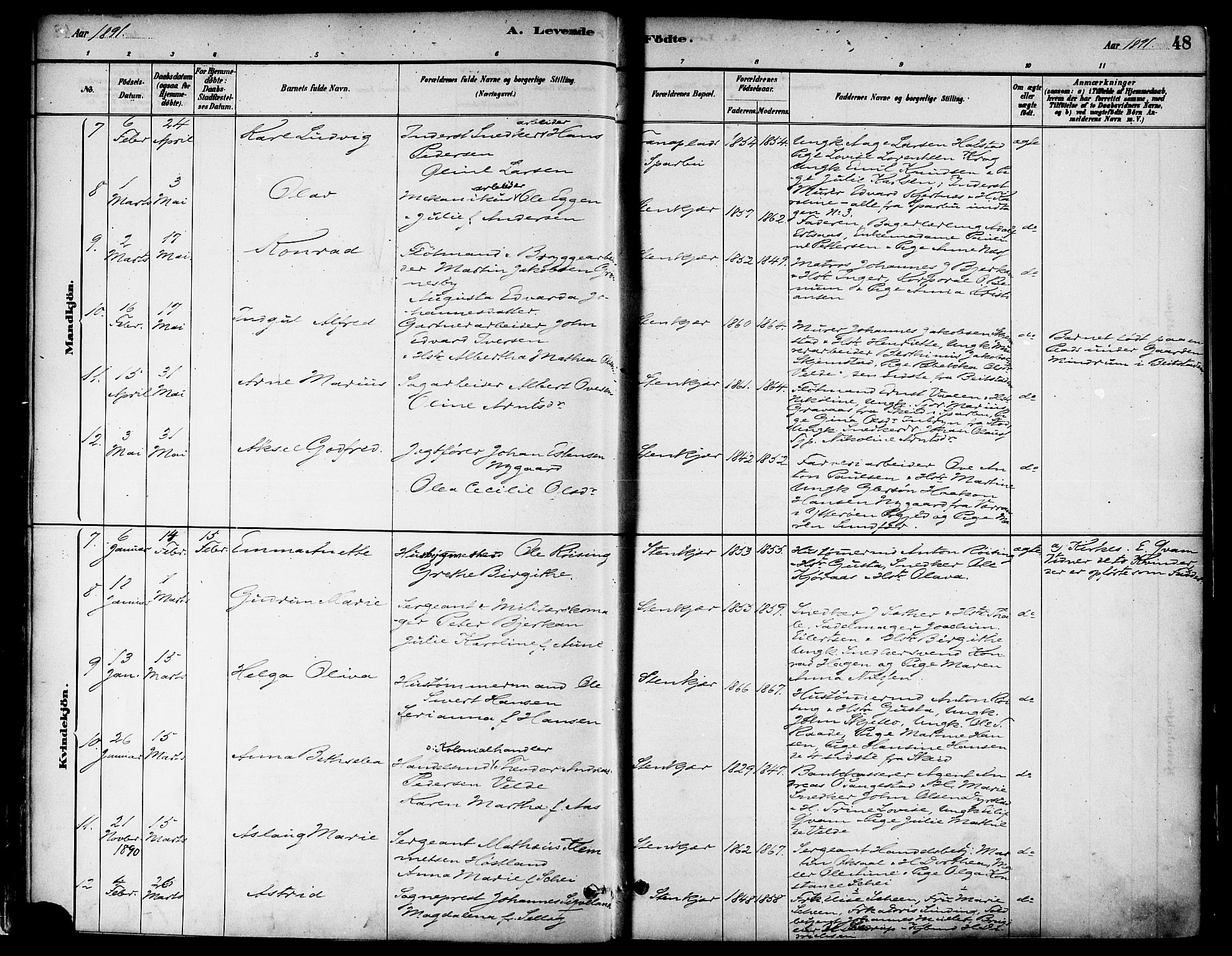Ministerialprotokoller, klokkerbøker og fødselsregistre - Nord-Trøndelag, SAT/A-1458/739/L0371: Parish register (official) no. 739A03, 1881-1895, p. 48