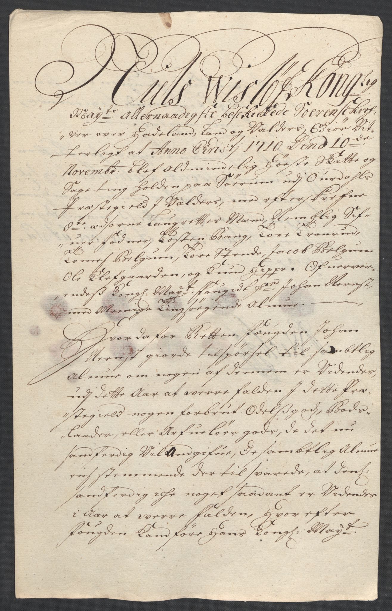 Rentekammeret inntil 1814, Reviderte regnskaper, Fogderegnskap, AV/RA-EA-4092/R18/L1307: Fogderegnskap Hadeland, Toten og Valdres, 1710, p. 35