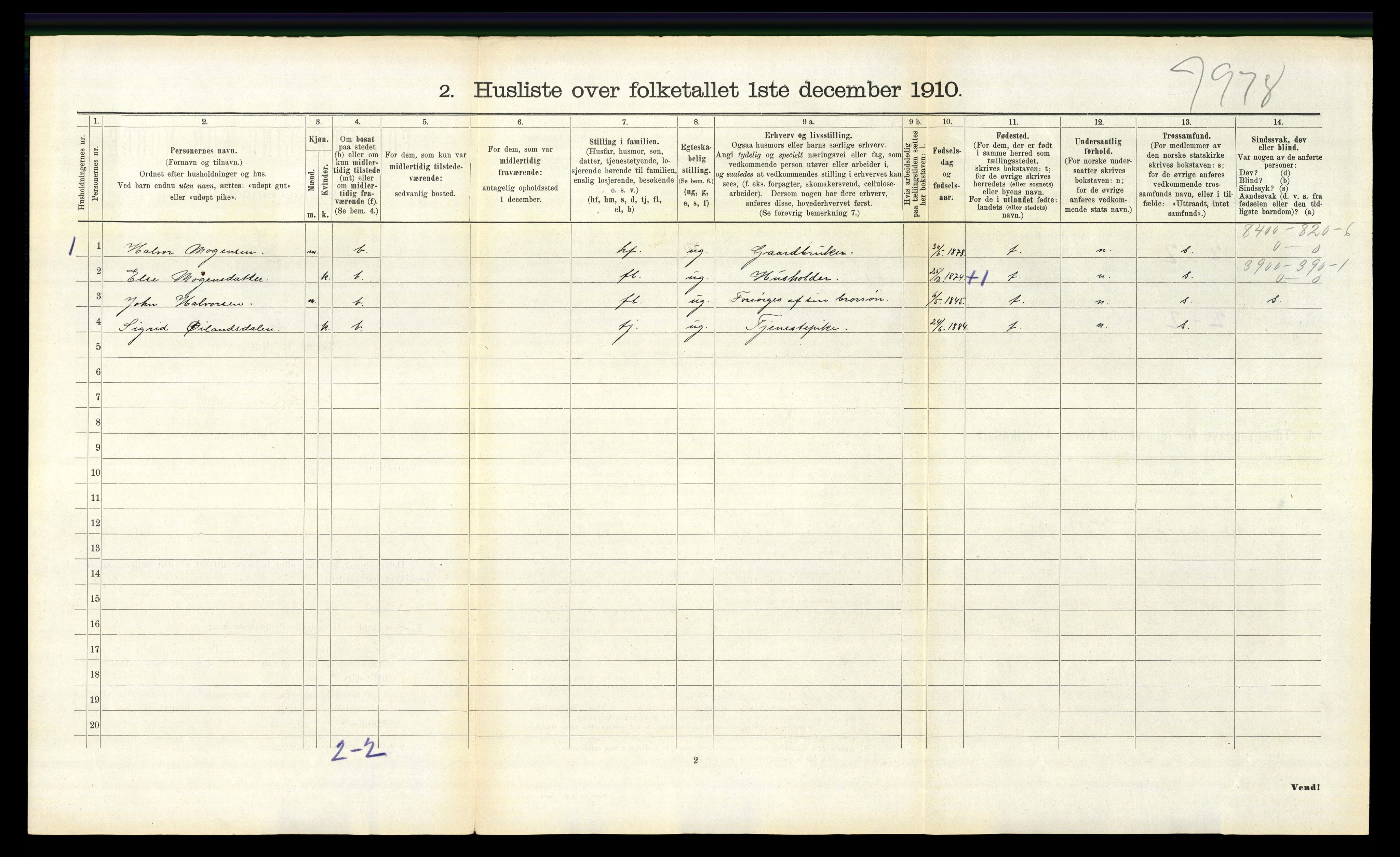 RA, 1910 census for Søndeled, 1910, p. 883