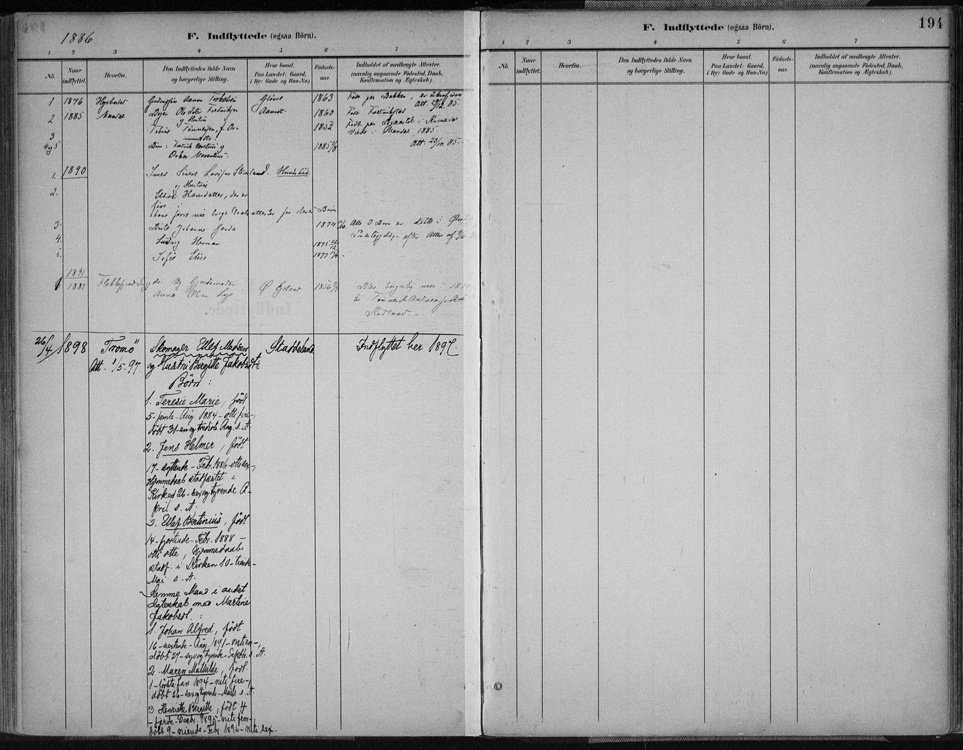 Kvinesdal sokneprestkontor, AV/SAK-1111-0026/F/Fa/Fab/L0008: Parish register (official) no. A 8, 1886-1897, p. 195