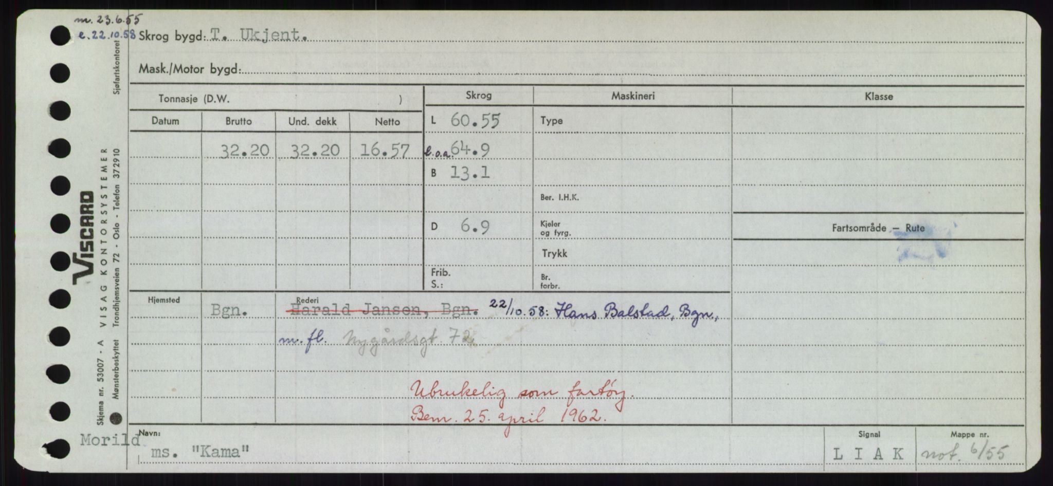 Sjøfartsdirektoratet med forløpere, Skipsmålingen, AV/RA-S-1627/H/Hd/L0020: Fartøy, K-Kon, p. 27