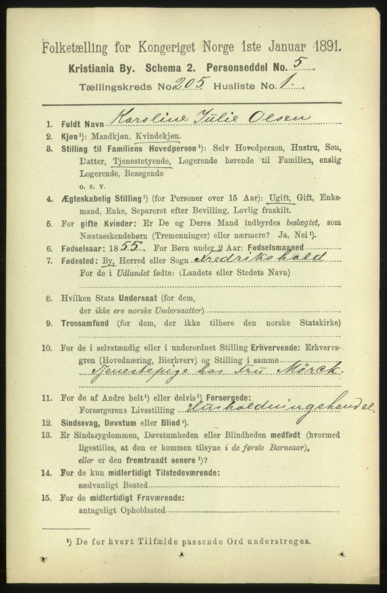 RA, 1891 census for 0301 Kristiania, 1891, p. 123334