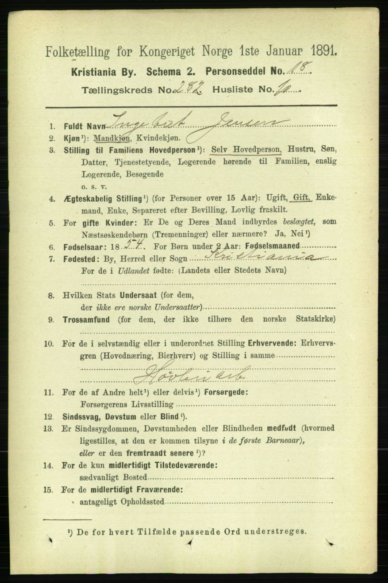 RA, 1891 census for 0301 Kristiania, 1891, p. 171900