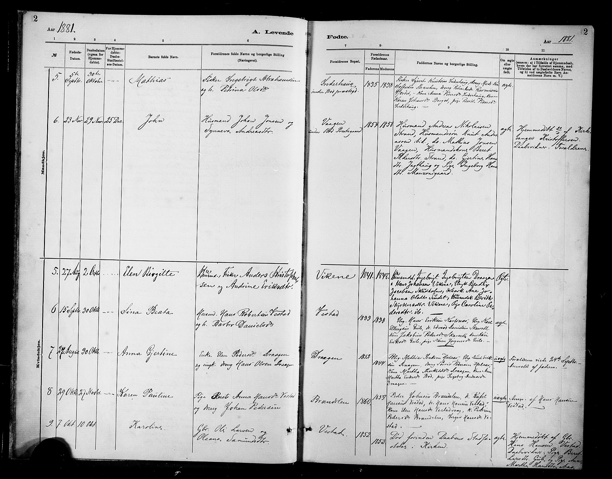 Ministerialprotokoller, klokkerbøker og fødselsregistre - Møre og Romsdal, AV/SAT-A-1454/566/L0769: Parish register (official) no. 566A08, 1881-1903, p. 2