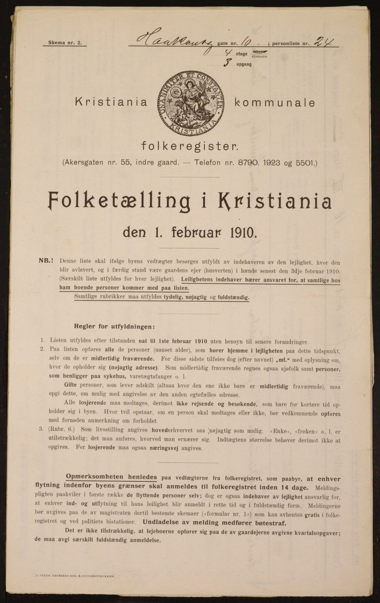 OBA, Municipal Census 1910 for Kristiania, 1910, p. 41840