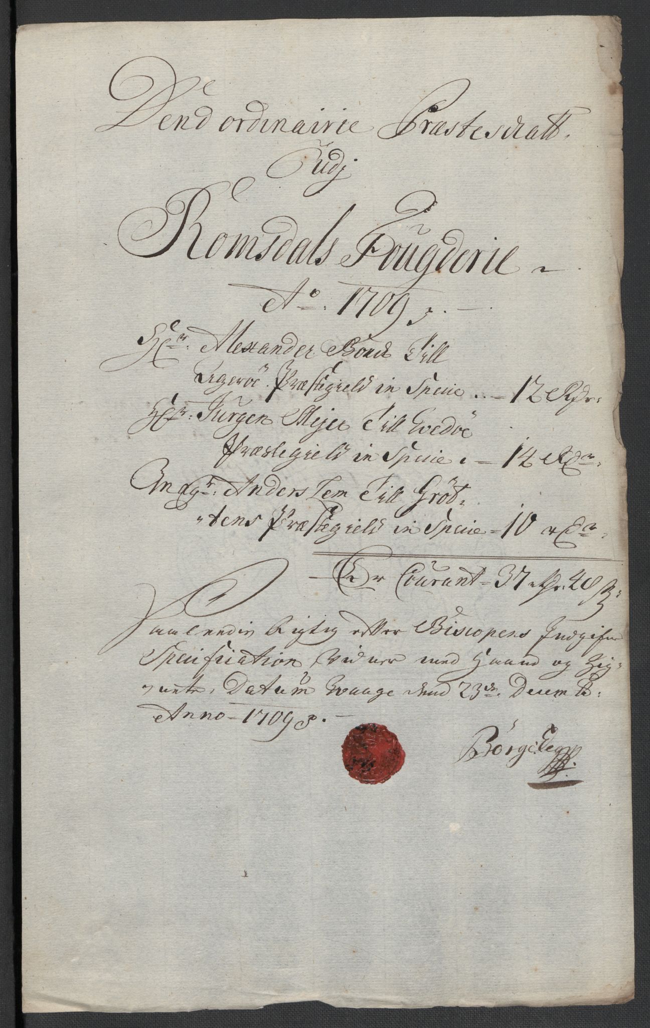 Rentekammeret inntil 1814, Reviderte regnskaper, Fogderegnskap, AV/RA-EA-4092/R55/L3659: Fogderegnskap Romsdal, 1709-1710, p. 103