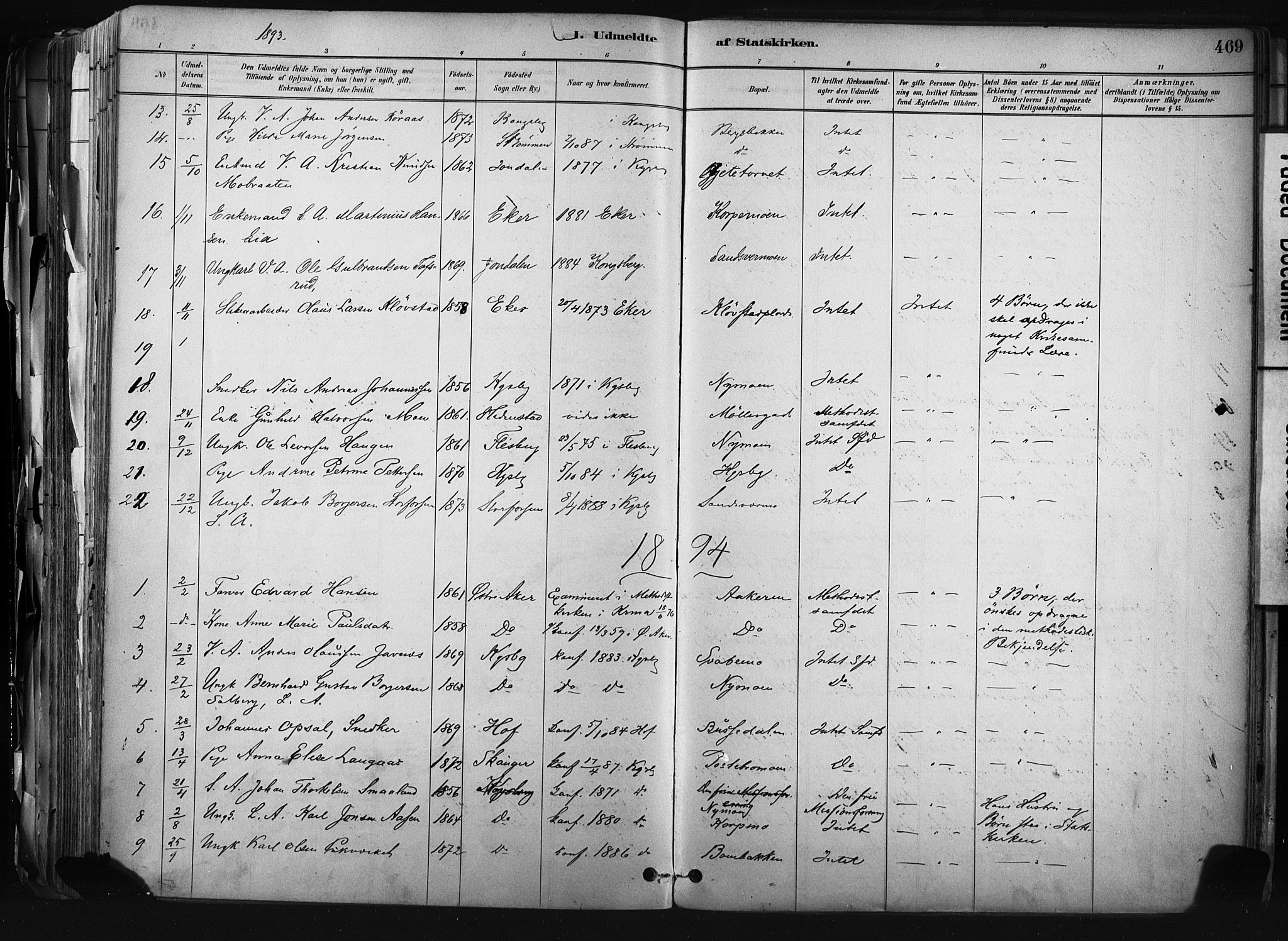 Kongsberg kirkebøker, AV/SAKO-A-22/F/Fb/L0002: Parish register (official) no. II 2, 1886-1896, p. 469