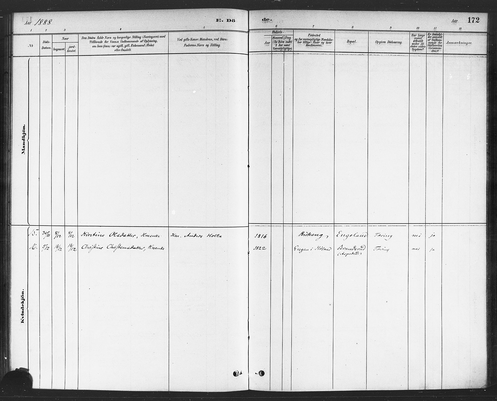 Rødenes prestekontor Kirkebøker, AV/SAO-A-2005/F/Fa/L0009: Parish register (official) no. I 9, 1880-1889, p. 172