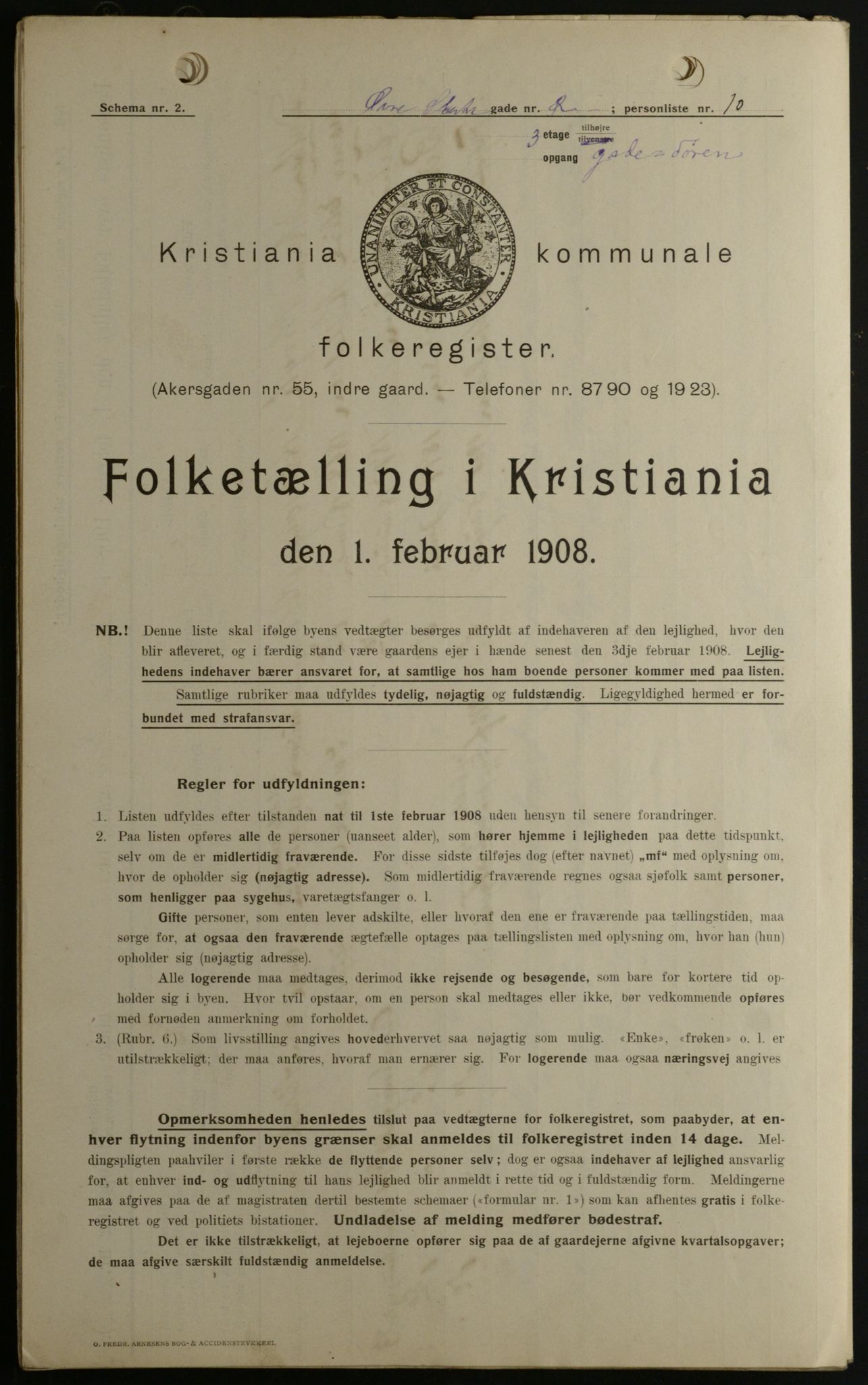 OBA, Municipal Census 1908 for Kristiania, 1908, p. 116597