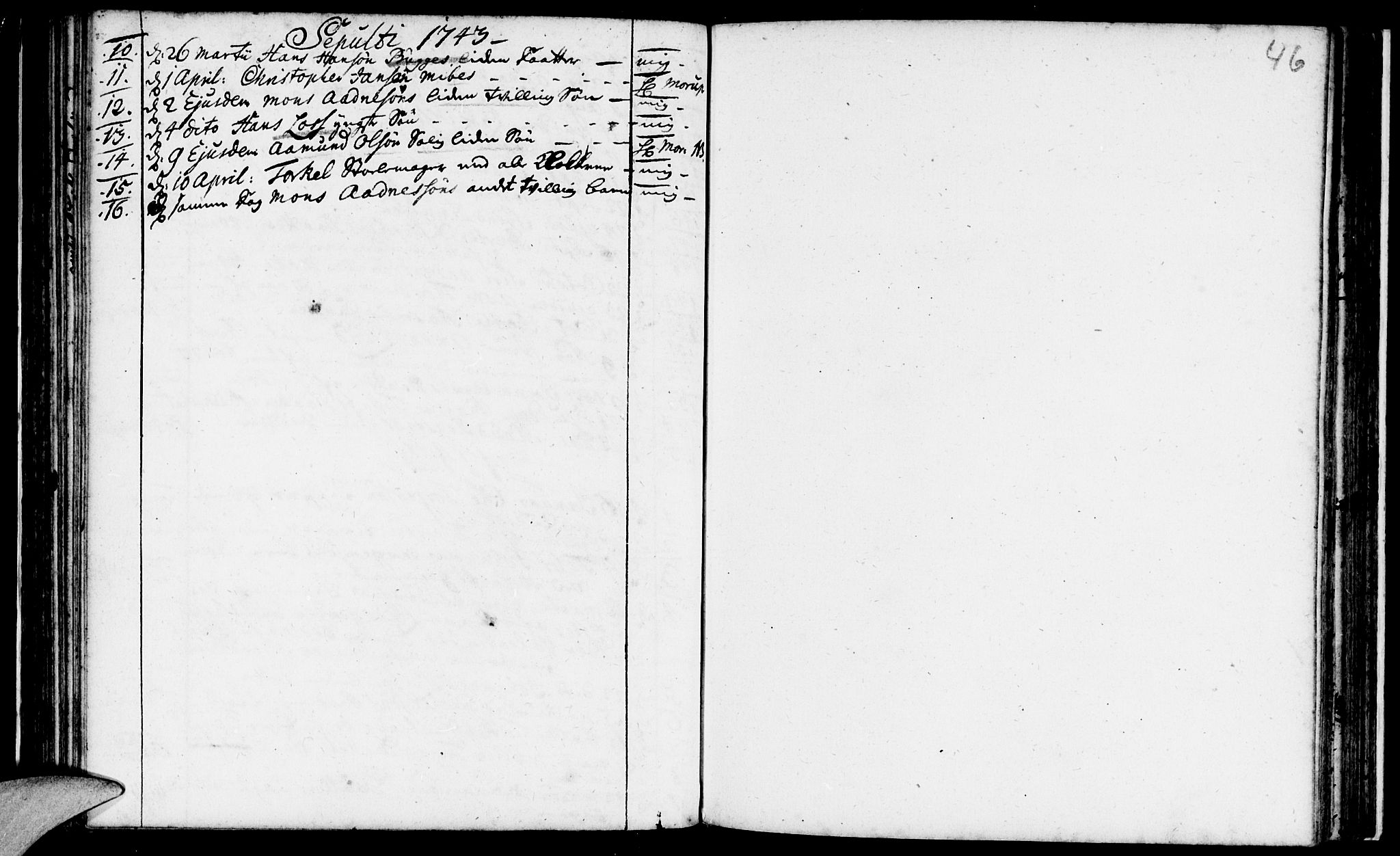 Domkirken sokneprestkontor, SAST/A-101812/001/30/30BA/L0003: Parish register (official) no. A 3 /1, 1738-1760, p. 46