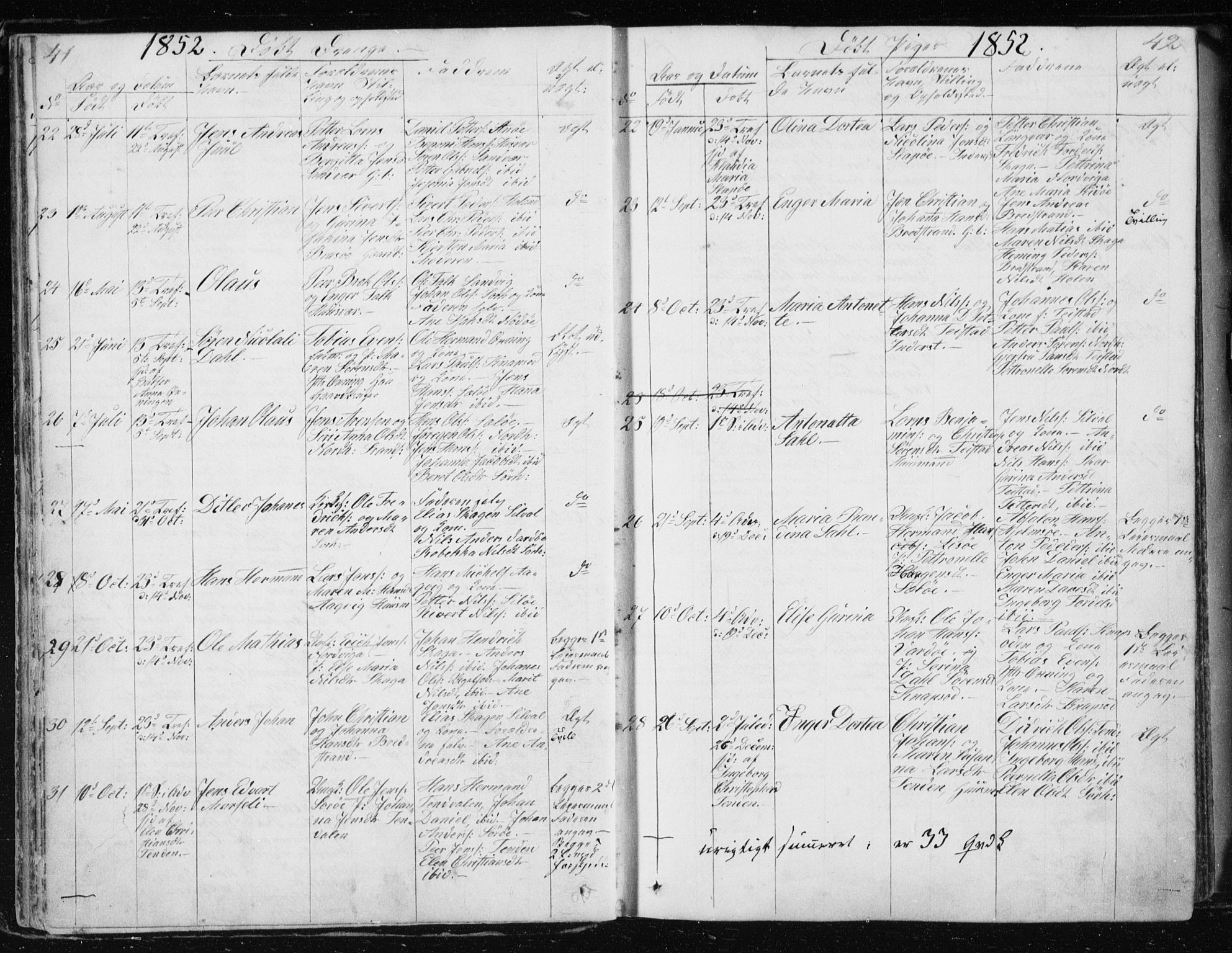 Ministerialprotokoller, klokkerbøker og fødselsregistre - Nordland, SAT/A-1459/834/L0511: Parish register (copy) no. 834C02, 1848-1862, p. 41-42