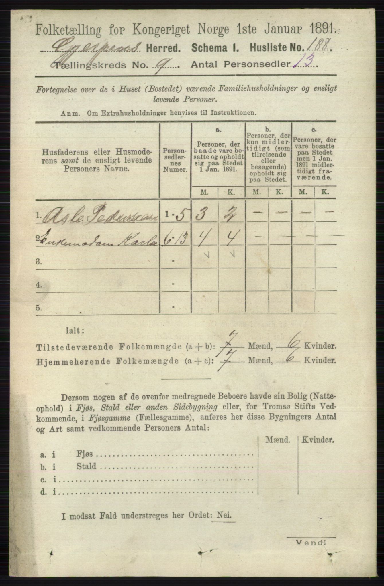 RA, 1891 census for 0812 Gjerpen, 1891, p. 4971