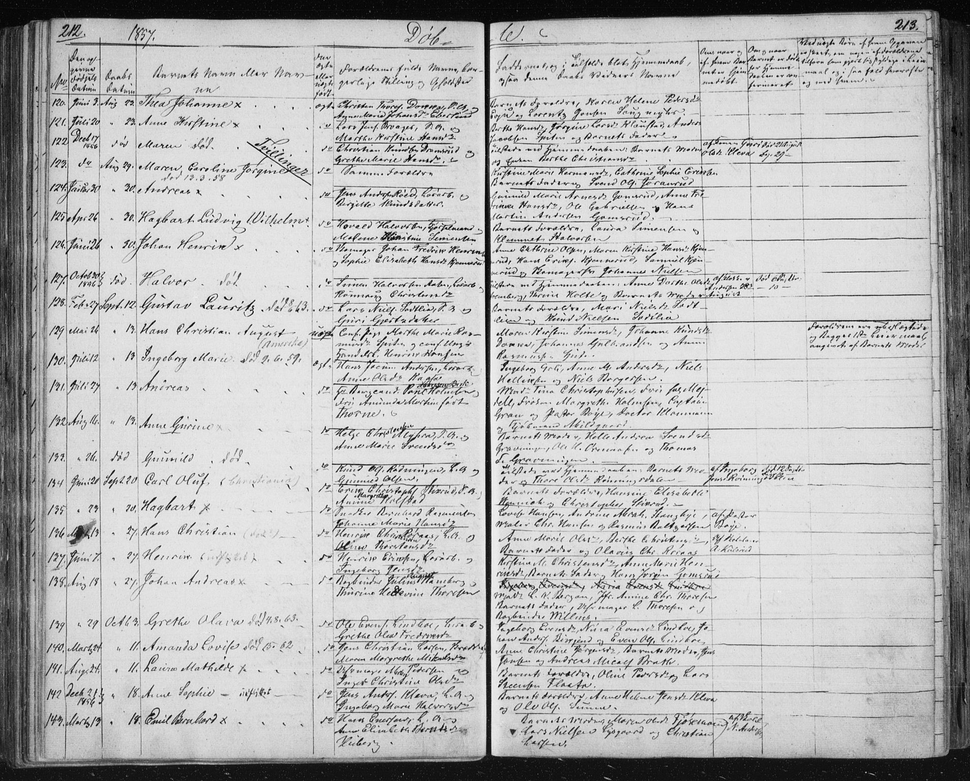 Kongsberg kirkebøker, AV/SAKO-A-22/F/Fa/L0009: Parish register (official) no. I 9, 1839-1858, p. 212-213