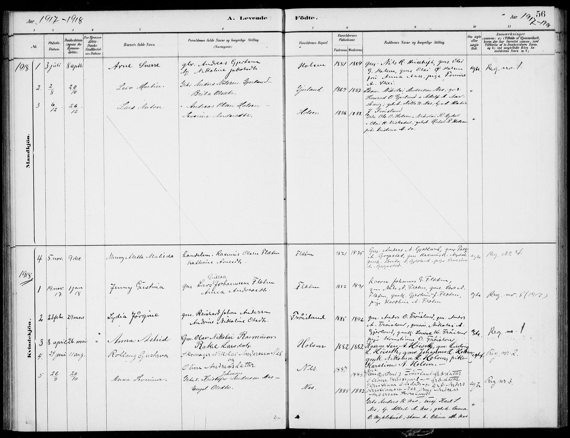Førde sokneprestembete, SAB/A-79901/H/Haa/Haac/L0001: Parish register (official) no. C  1, 1881-1920, p. 56