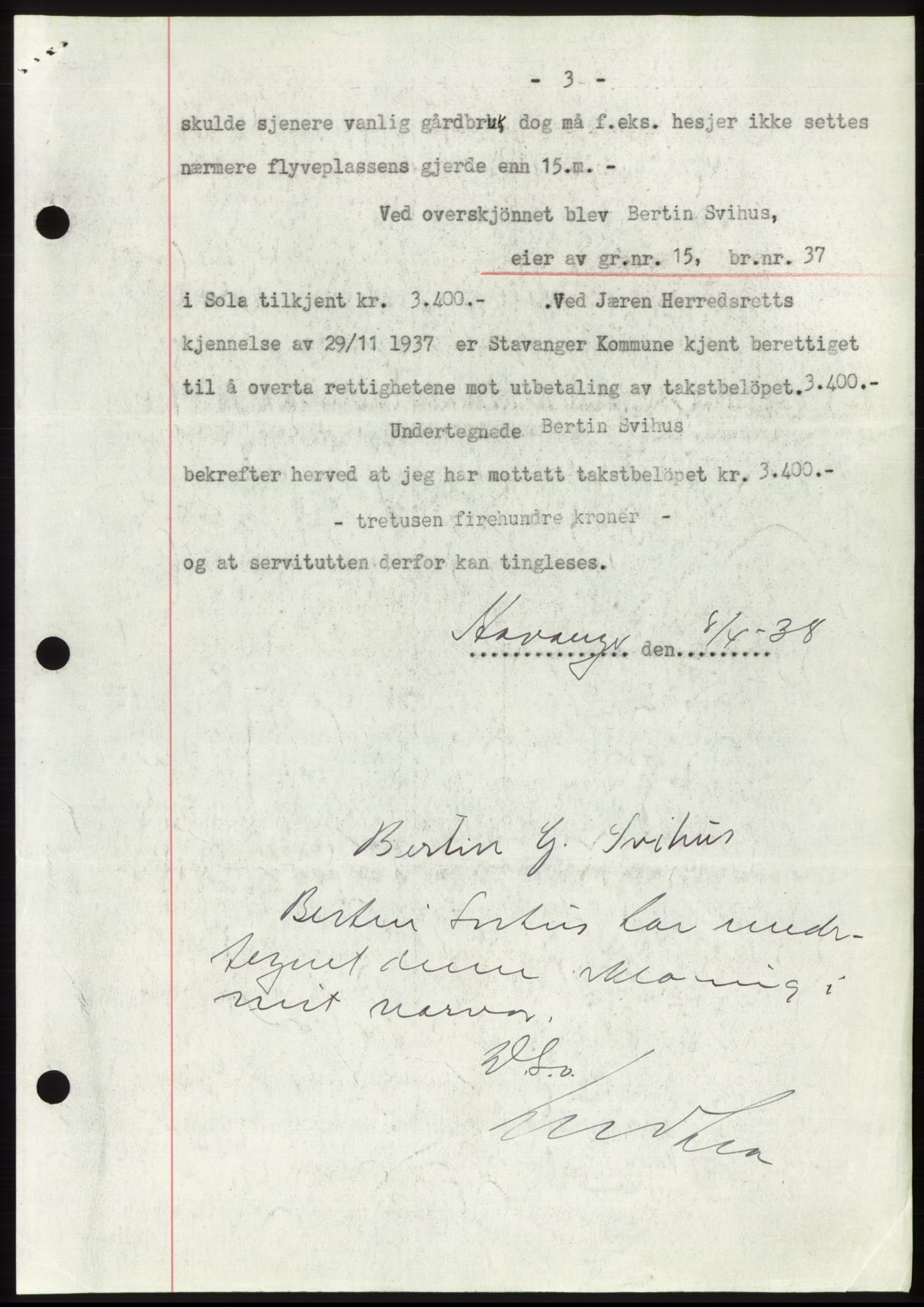 Jæren sorenskriveri, SAST/A-100310/03/G/Gba/L0070: Mortgage book, 1938-1938, Diary no: : 1213/1938