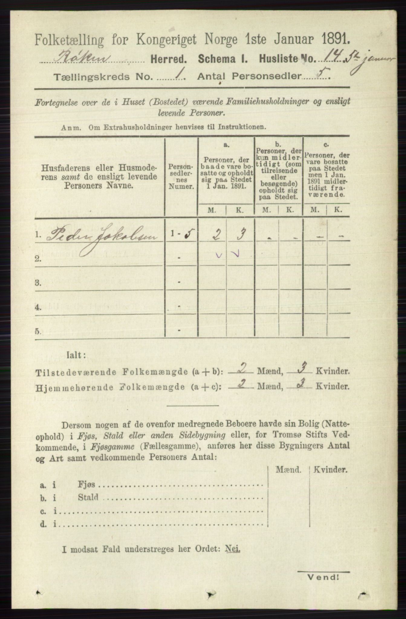 RA, 1891 census for 0627 Røyken, 1891, p. 36