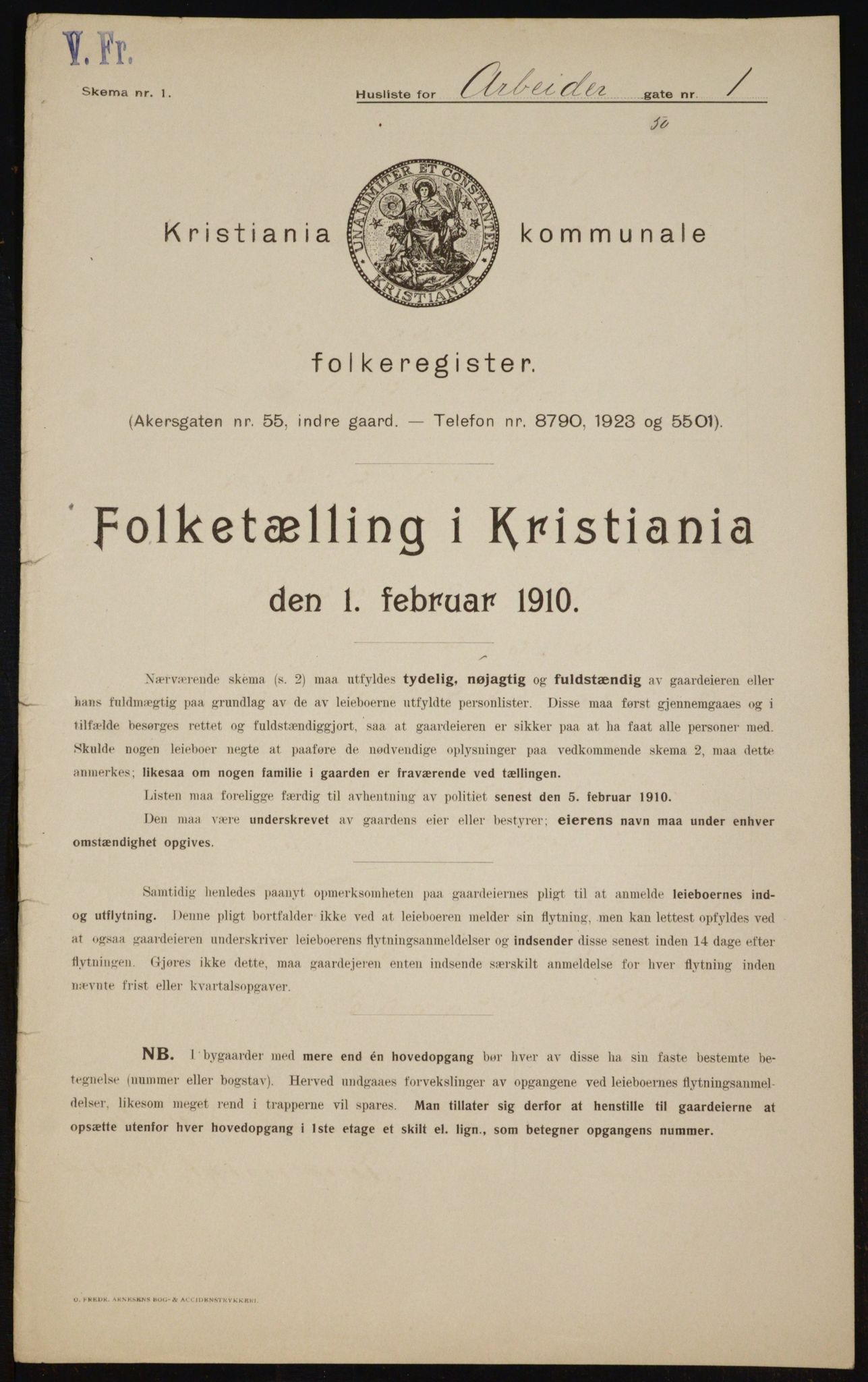OBA, Municipal Census 1910 for Kristiania, 1910, p. 1292
