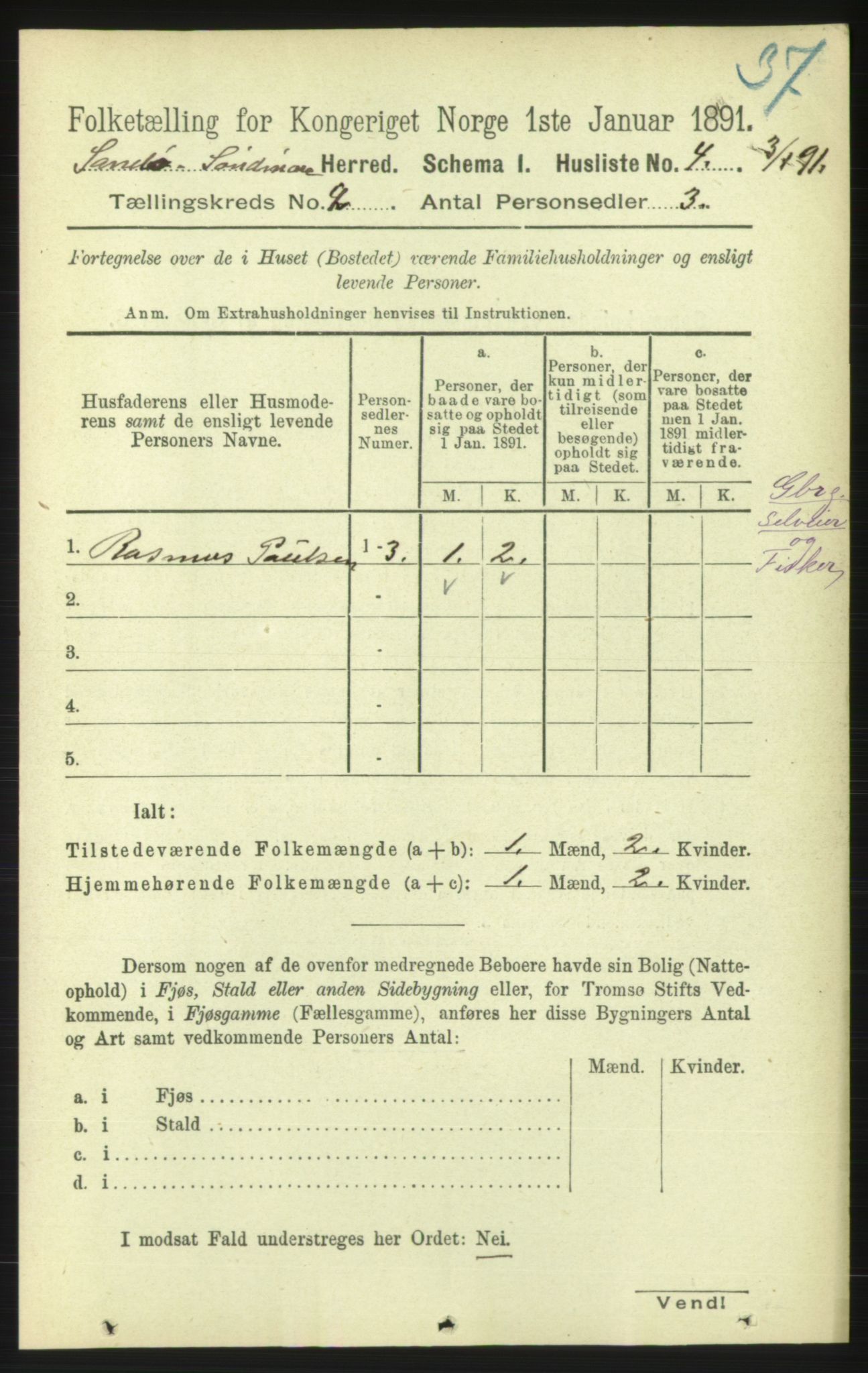 RA, 1891 census for 1514 Sande, 1891, p. 143