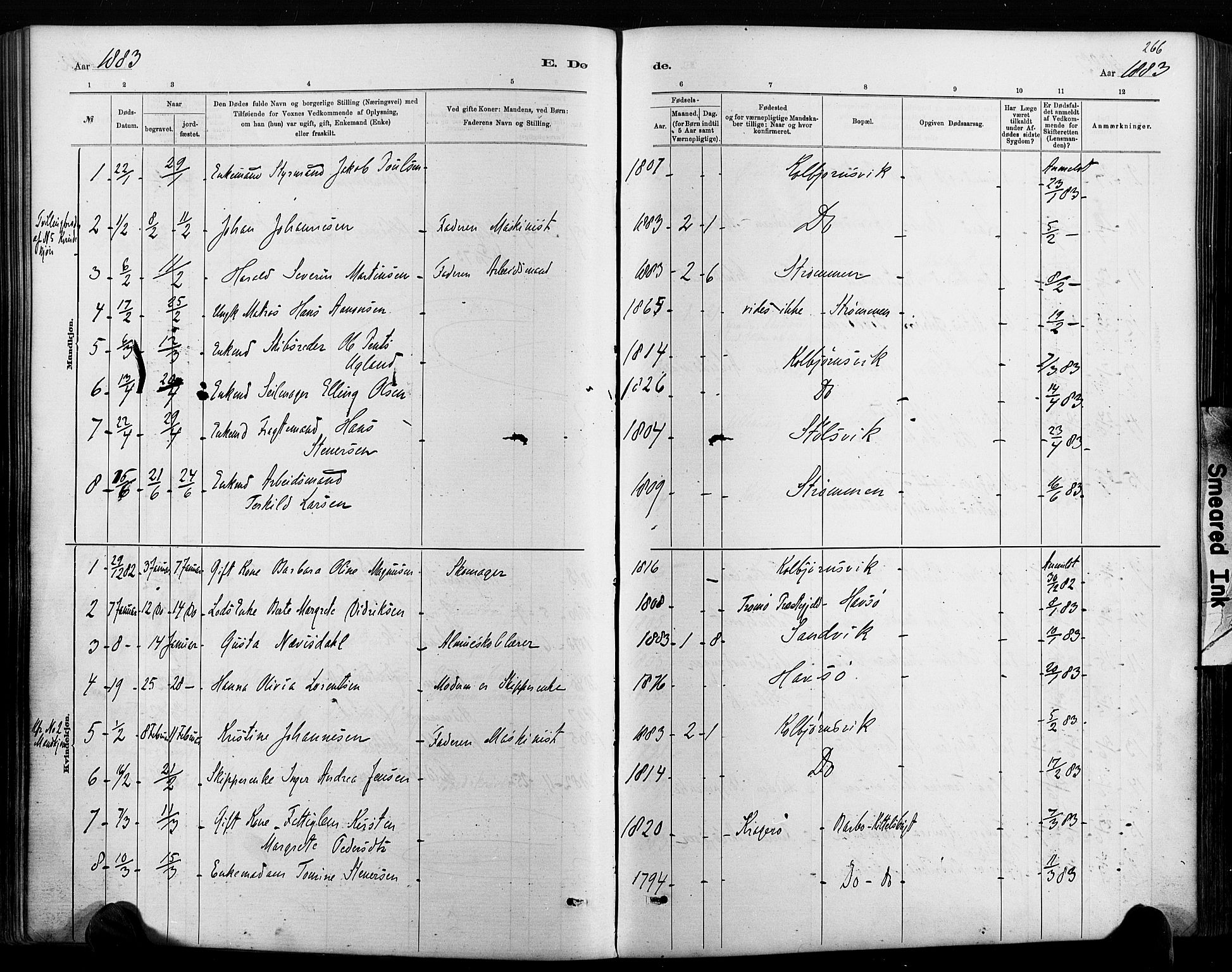 Hisøy sokneprestkontor, AV/SAK-1111-0020/F/Fa/L0003: Parish register (official) no. A 3, 1881-1894, p. 266