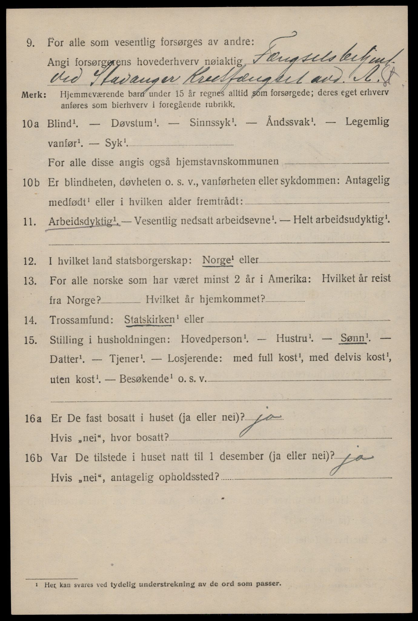 SAST, 1920 census for Stavanger, 1920, p. 98517