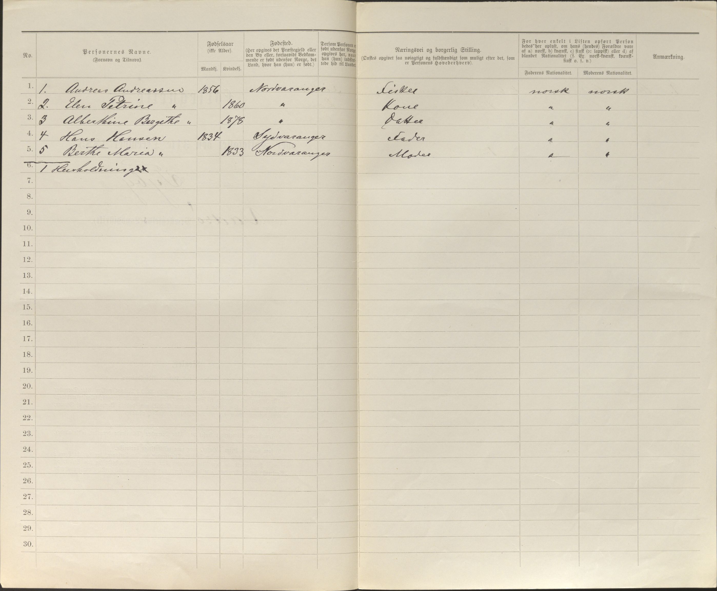 SATØ, 1885 census for 2029 Vadsø, 1885, p. 100b