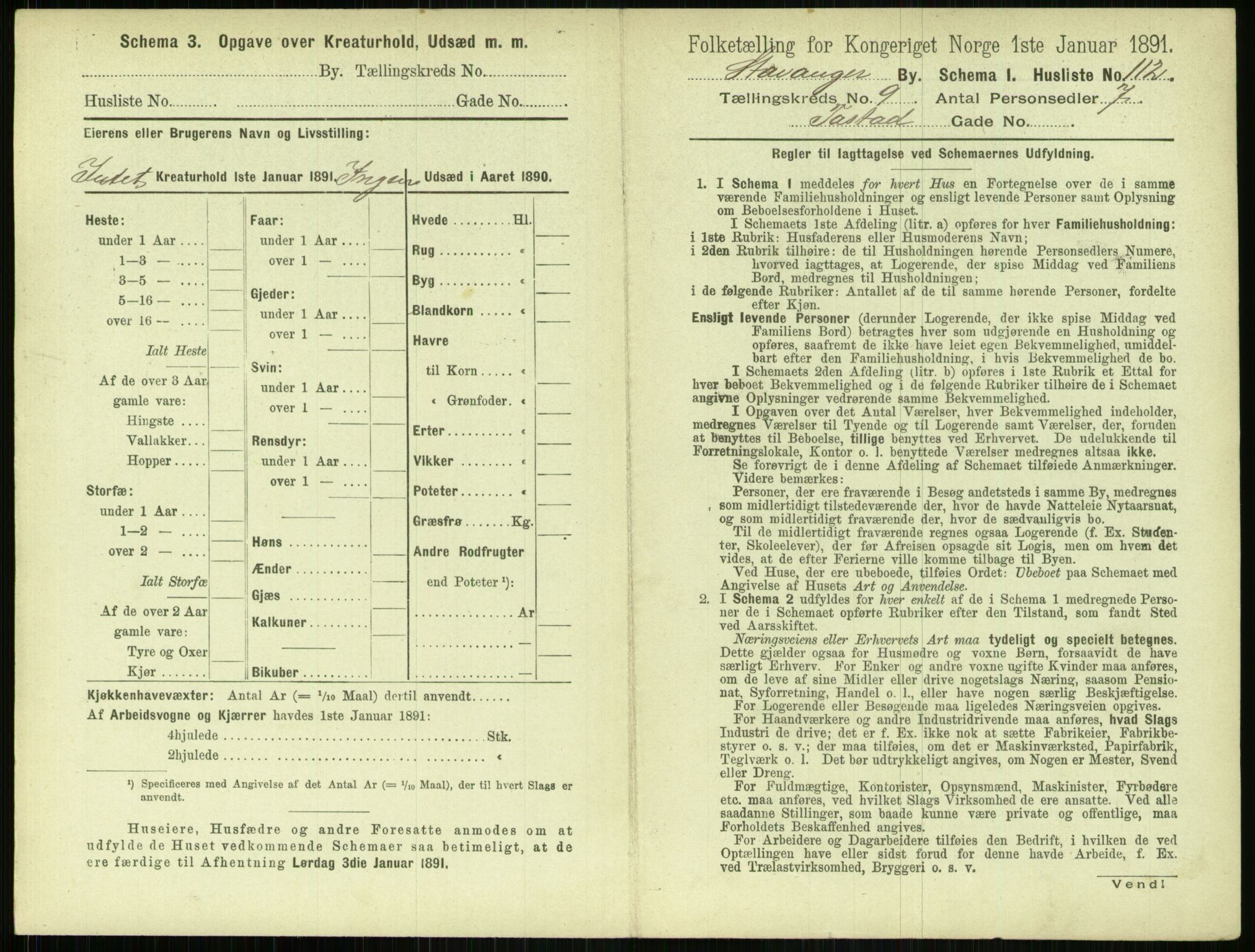 RA, 1891 census for 1103 Stavanger, 1891, p. 1883