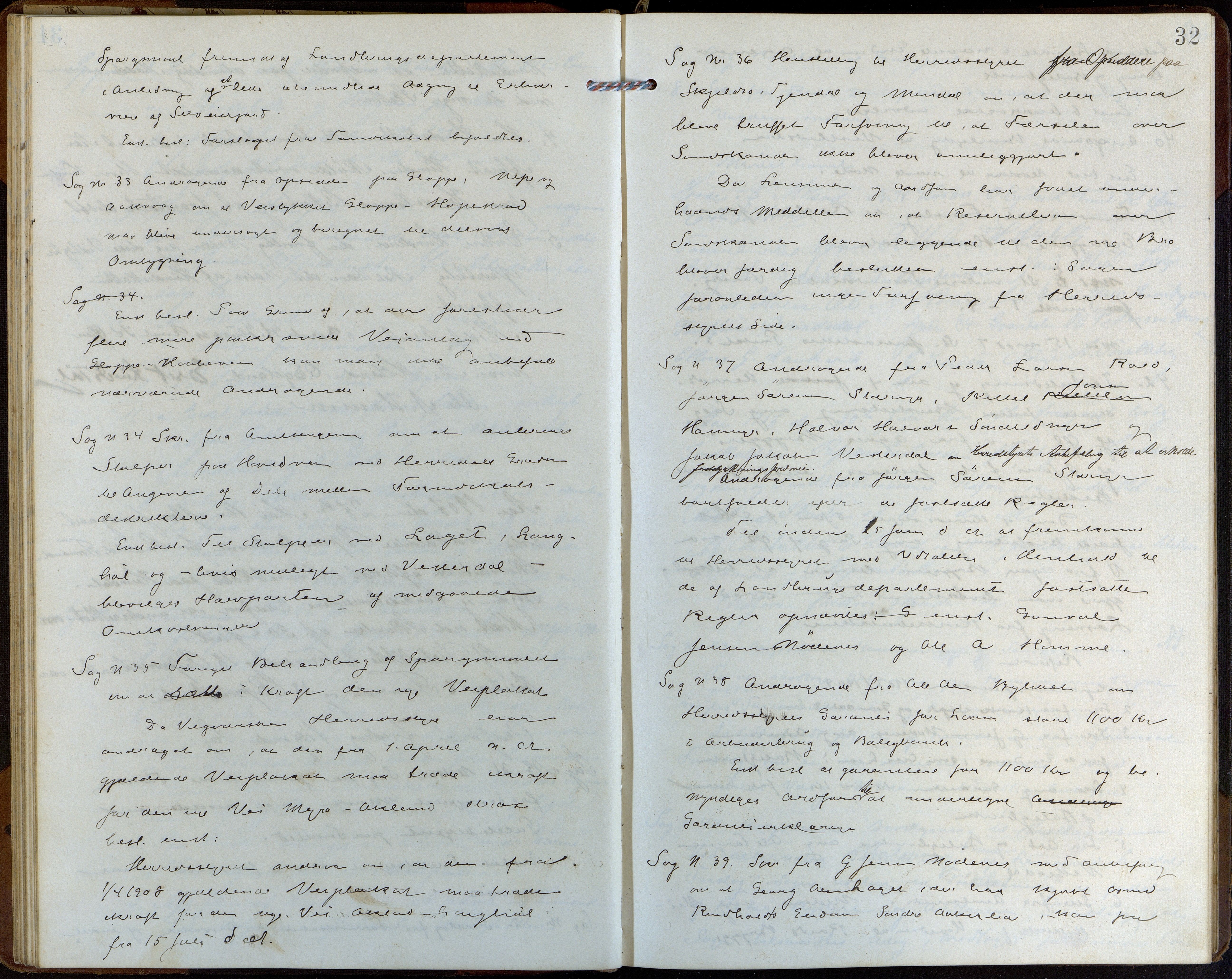 Søndeled kommune, AAKS/KA0913-PK/1/01/L0004: Forhandlingsprotokoll, 1905-1916, p. 32