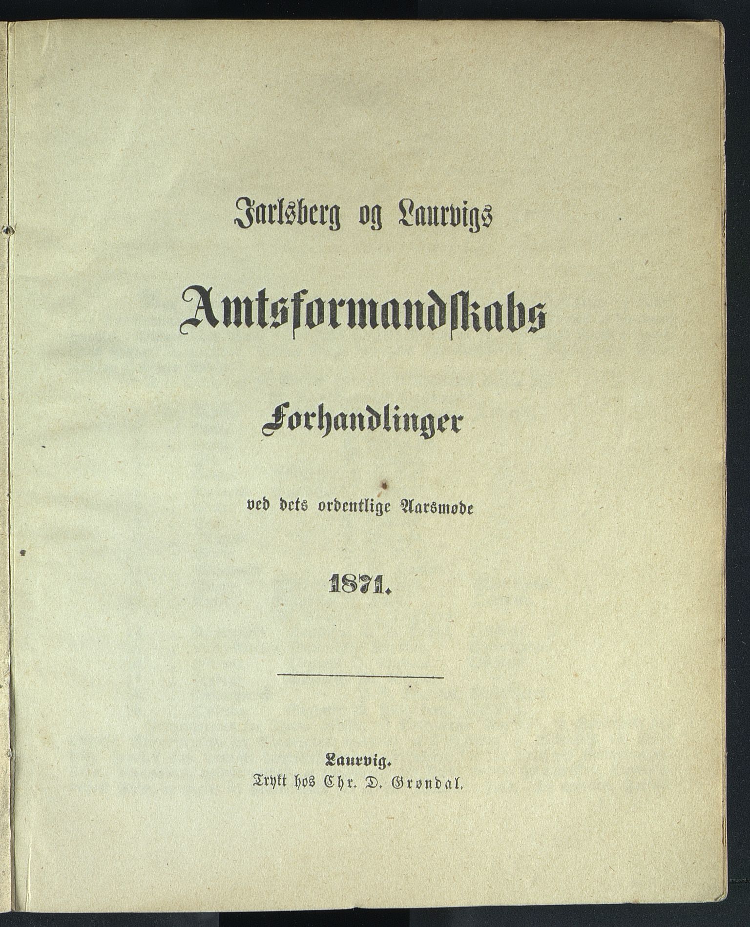 Vestfold fylkeskommune. Fylkestinget, VEMU/A-1315/A/Ab/Abb/L0017: Fylkestingsforhandlinger, 1871