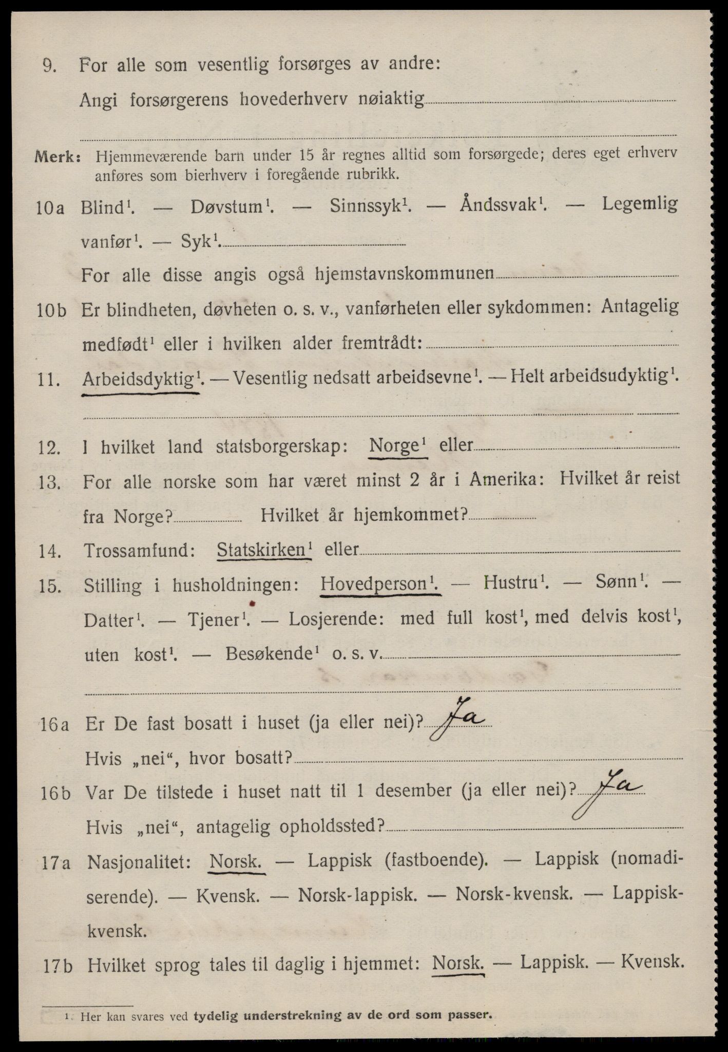 SAT, 1920 census for Hemne, 1920, p. 2139