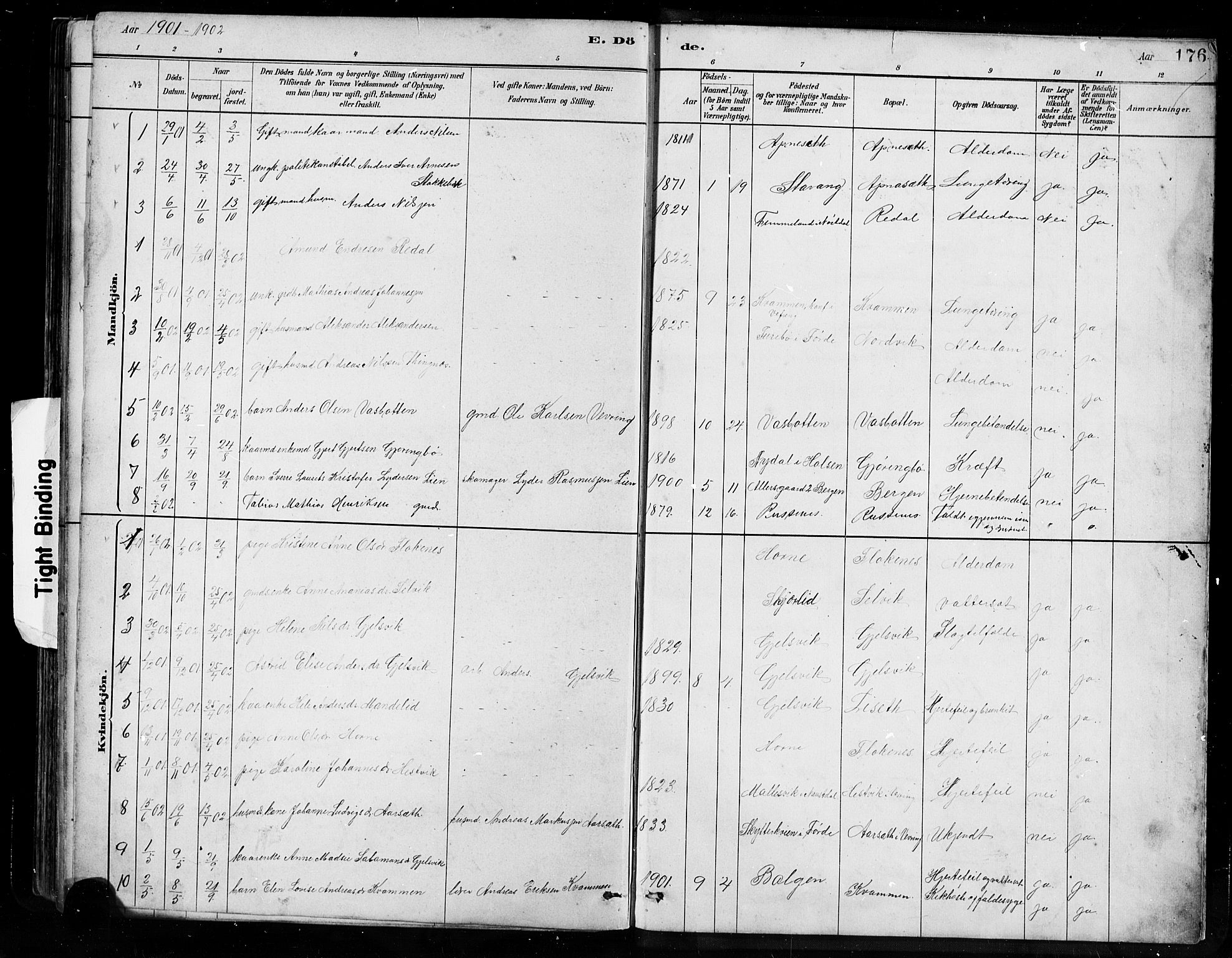 Førde sokneprestembete, SAB/A-79901/H/Hab/Habe/L0001: Parish register (copy) no. E 1, 1881-1920, p. 176