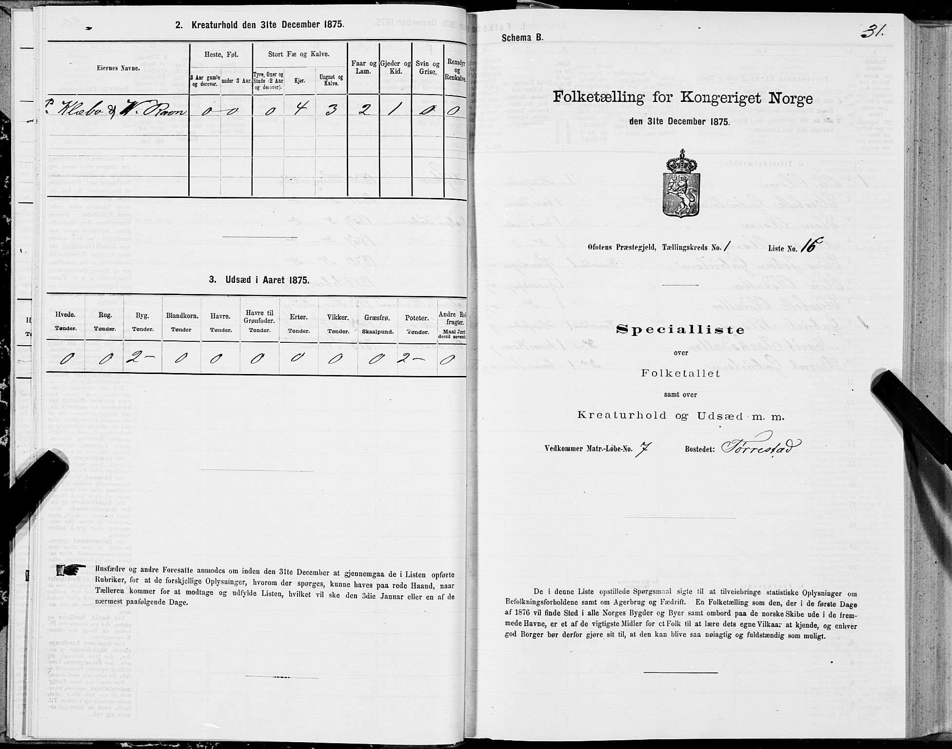 SAT, 1875 census for 1853P Ofoten, 1875, p. 1031