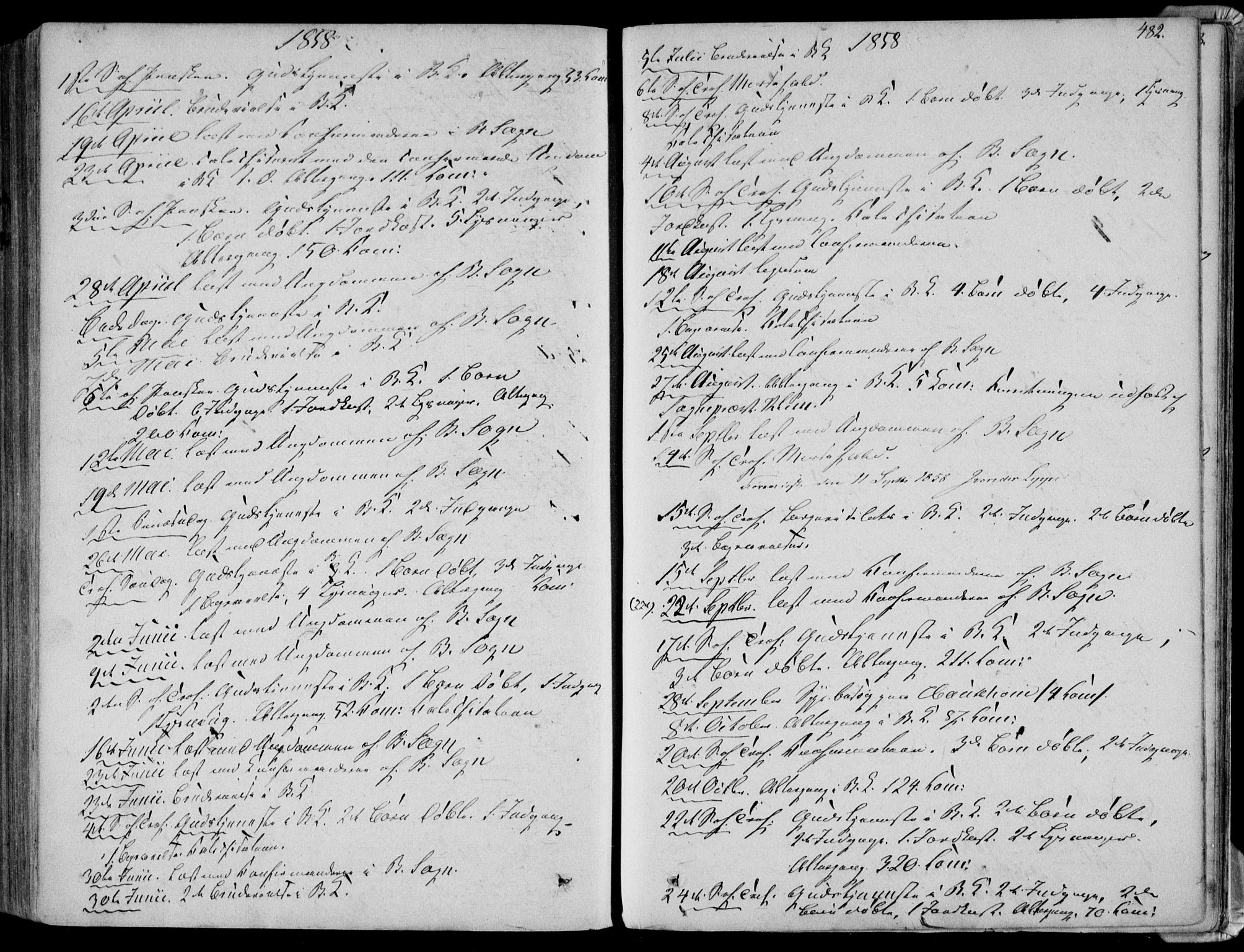 Bakke sokneprestkontor, AV/SAK-1111-0002/F/Fa/Faa/L0006: Parish register (official) no. A 6, 1855-1877, p. 482