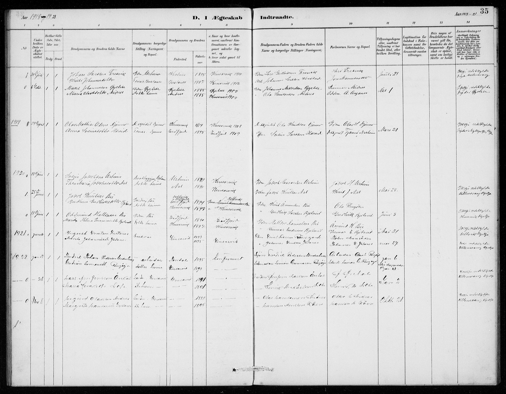 Ullensvang sokneprestembete, SAB/A-78701/H/Hab: Parish register (copy) no. E  9, 1886-1938, p. 35