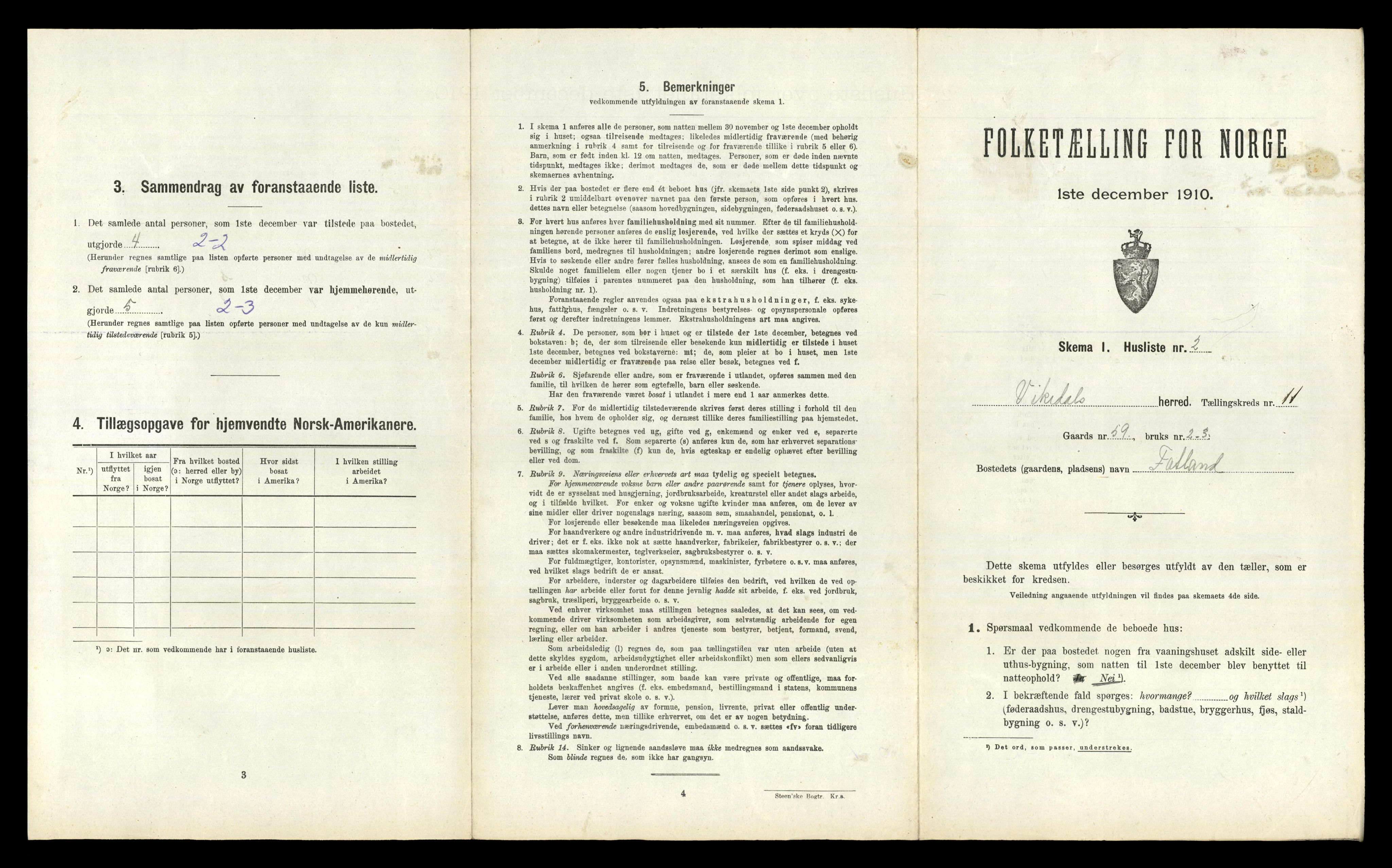 RA, 1910 census for Vikedal, 1910, p. 735