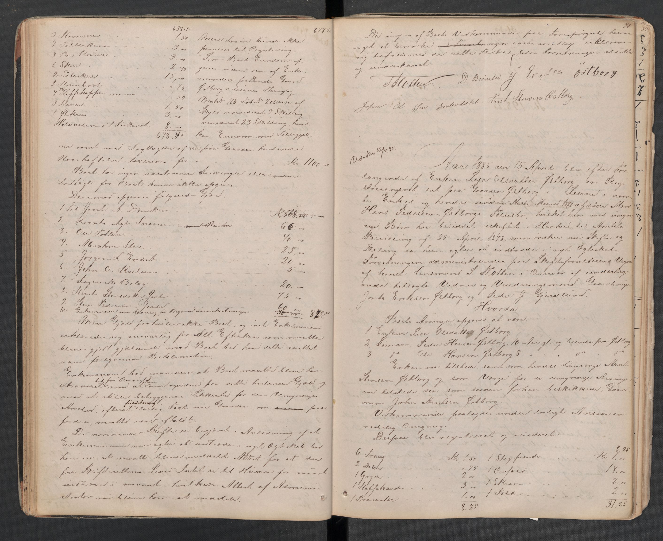 Lierne lensmannskontor - 1. avlevering, AV/SAT-A-1030/02/L0014: Dødsfalls-/ registreringsprotokoll, 1872-1905, p. 40