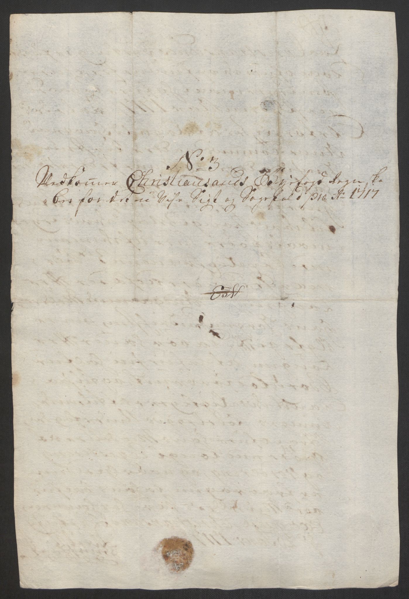 Rentekammeret inntil 1814, Reviderte regnskaper, Byregnskaper, AV/RA-EA-4066/R/Rm/L0285: [M18] Sikt og sakefall, 1681-1718, p. 563