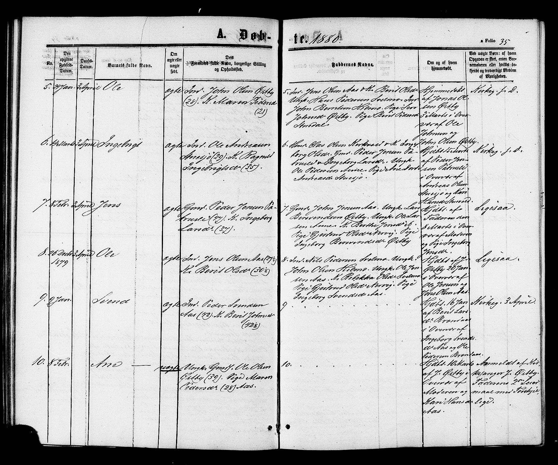 Ministerialprotokoller, klokkerbøker og fødselsregistre - Sør-Trøndelag, SAT/A-1456/698/L1163: Parish register (official) no. 698A01, 1862-1887, p. 35