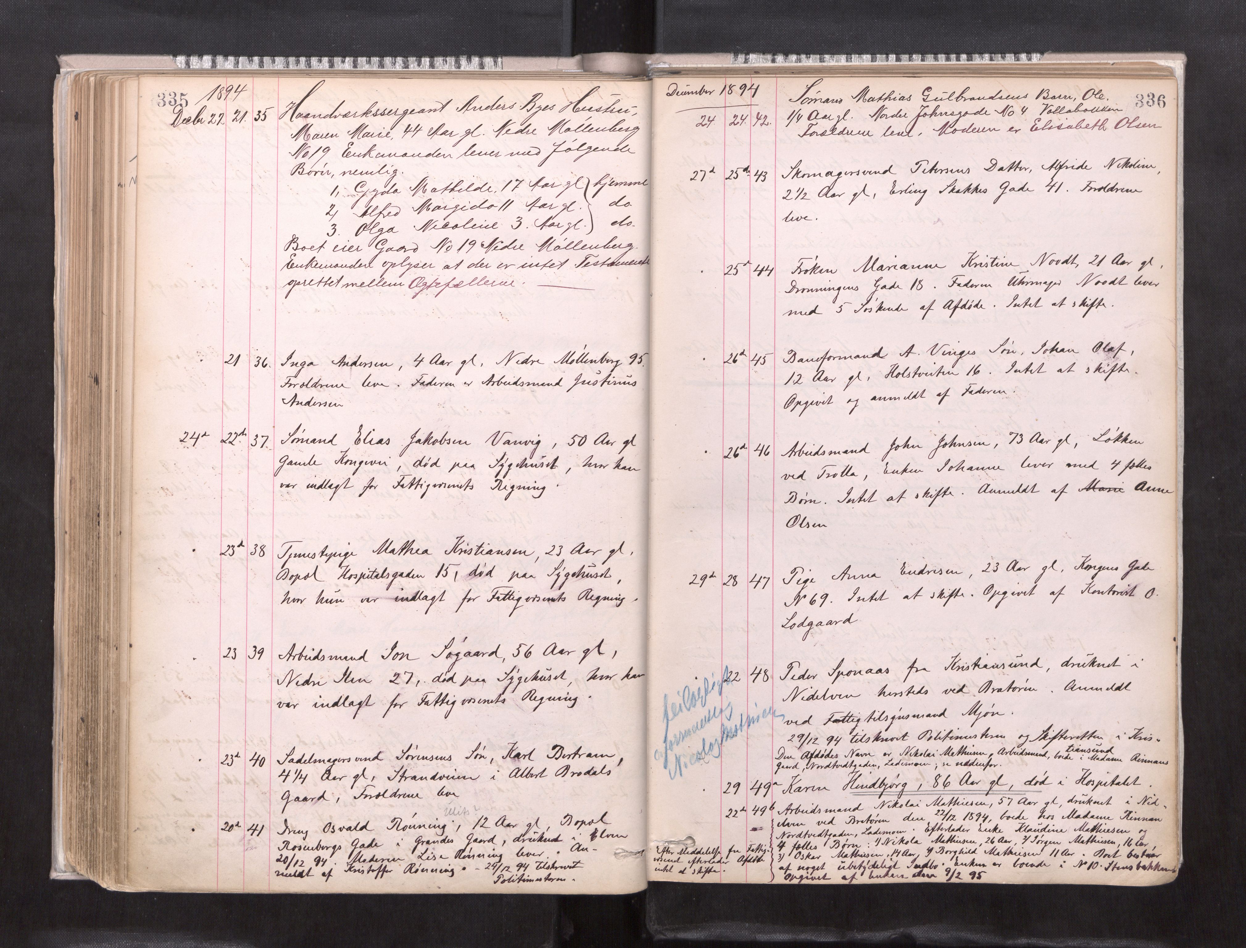 Trondheim byfogd, AV/SAT-A-0003/1/3/3L/L0004: Dødsanmeldelsesprotokoll, 1891-1897, p. 335-336