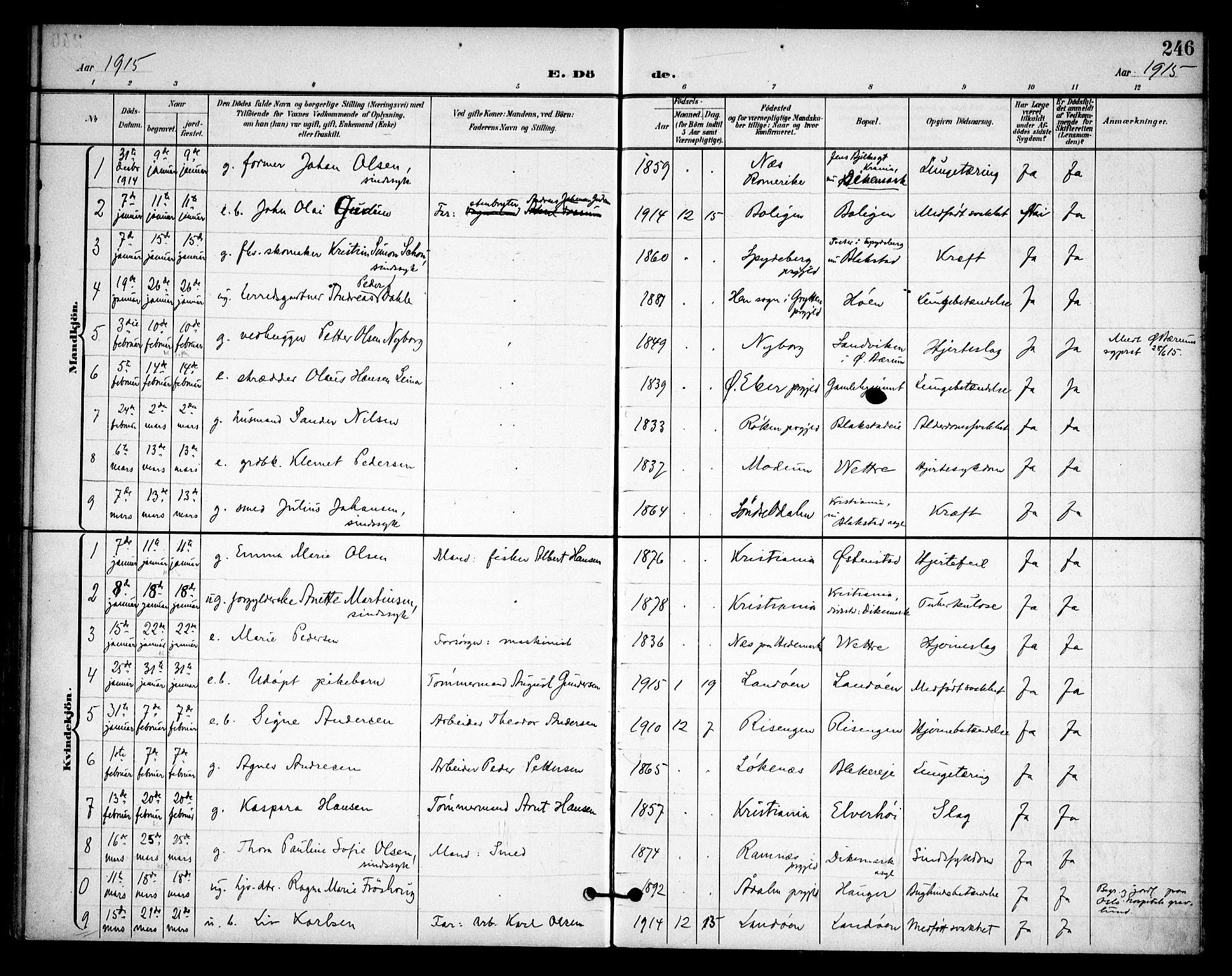 Asker prestekontor Kirkebøker, SAO/A-10256a/F/Fa/L0015: Parish register (official) no. I 15, 1896-1915, p. 246