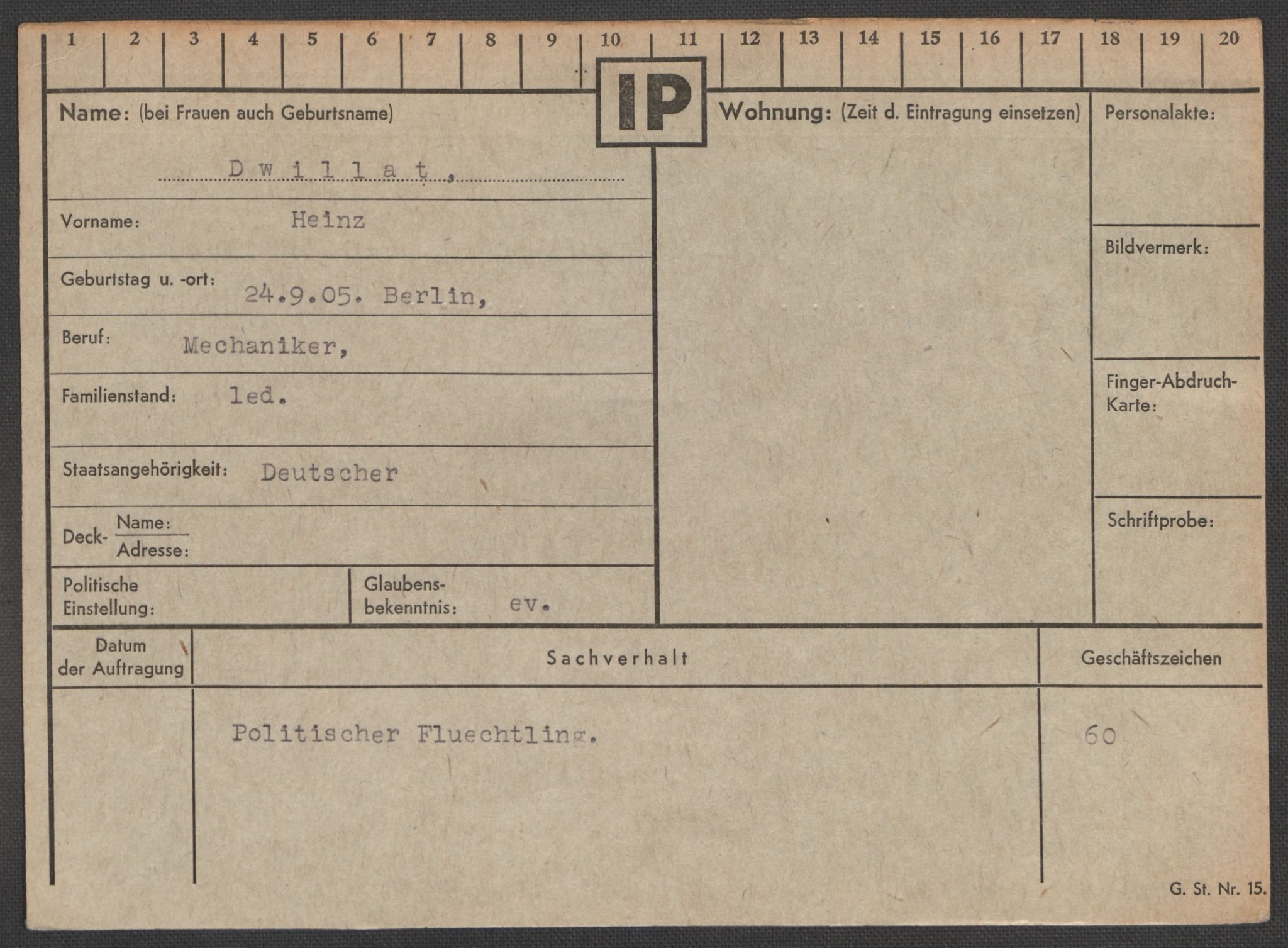 Befehlshaber der Sicherheitspolizei und des SD, RA/RAFA-5969/E/Ea/Eaa/L0002: Register over norske fanger i Møllergata 19: Bj-Eng, 1940-1945, p. 1103