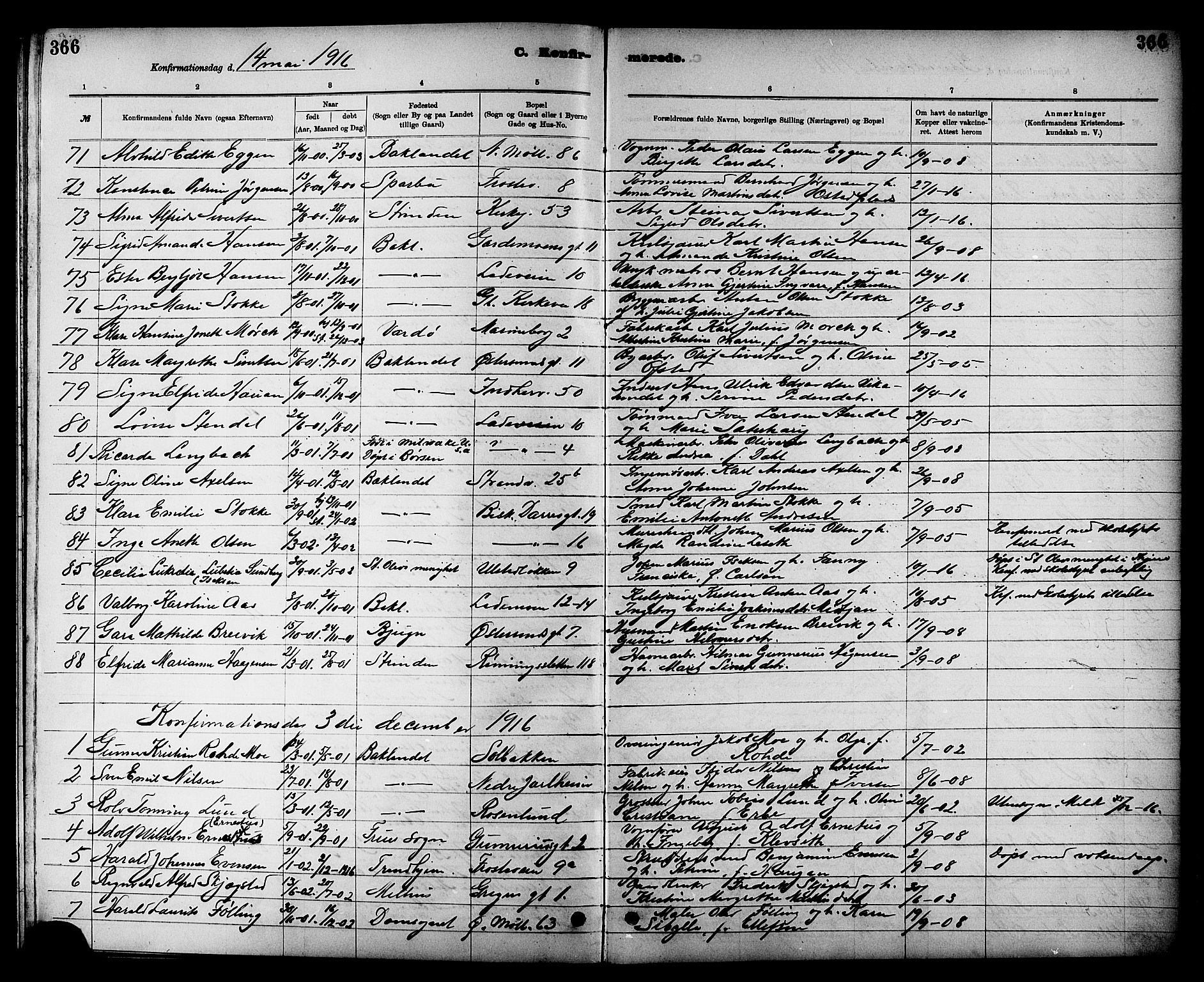 Ministerialprotokoller, klokkerbøker og fødselsregistre - Sør-Trøndelag, AV/SAT-A-1456/605/L0254: Parish register (copy) no. 605C01, 1908-1916, p. 366