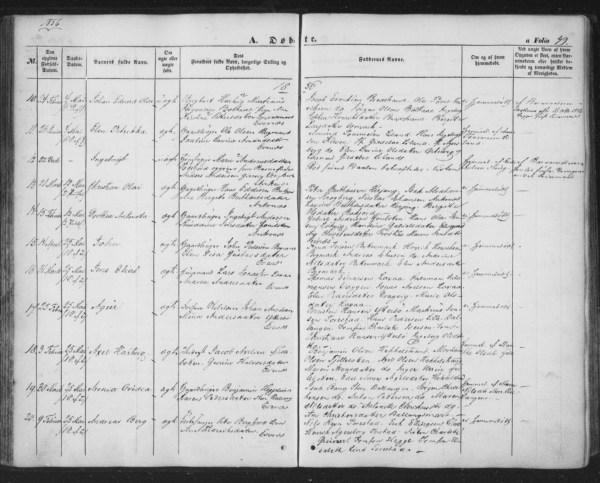 Ministerialprotokoller, klokkerbøker og fødselsregistre - Nordland, AV/SAT-A-1459/863/L0895: Parish register (official) no. 863A07, 1851-1860, p. 49