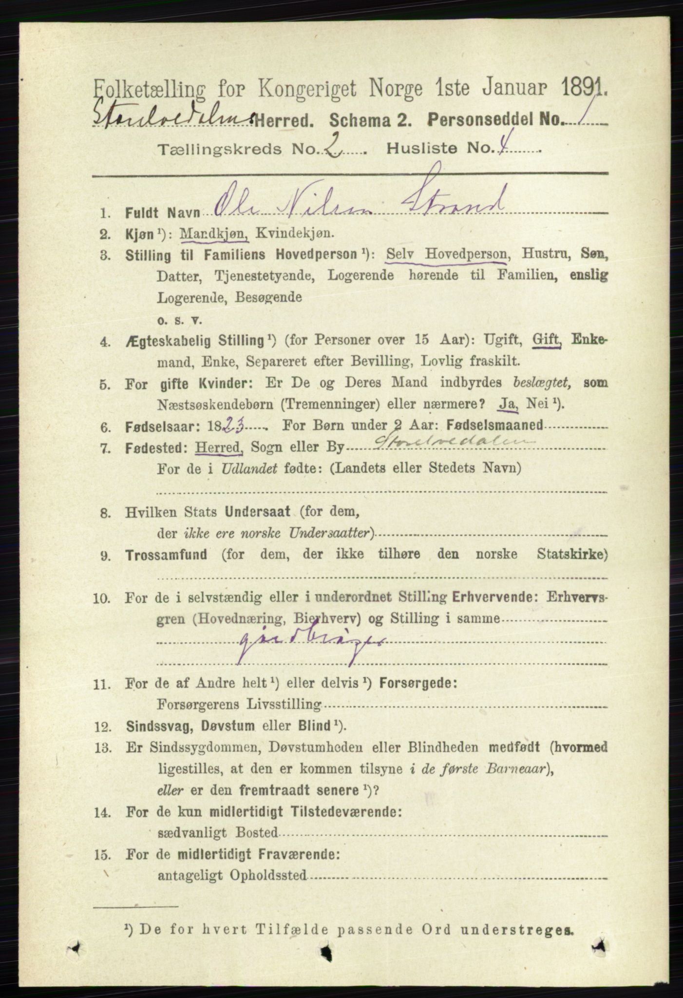 RA, 1891 census for 0430 Stor-Elvdal, 1891, p. 392