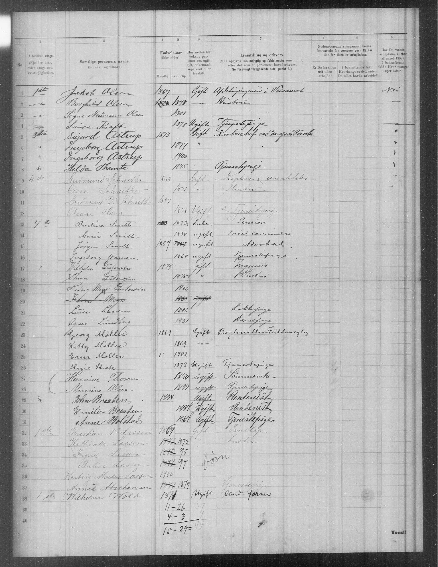 OBA, Municipal Census 1902 for Kristiania, 1902, p. 1801