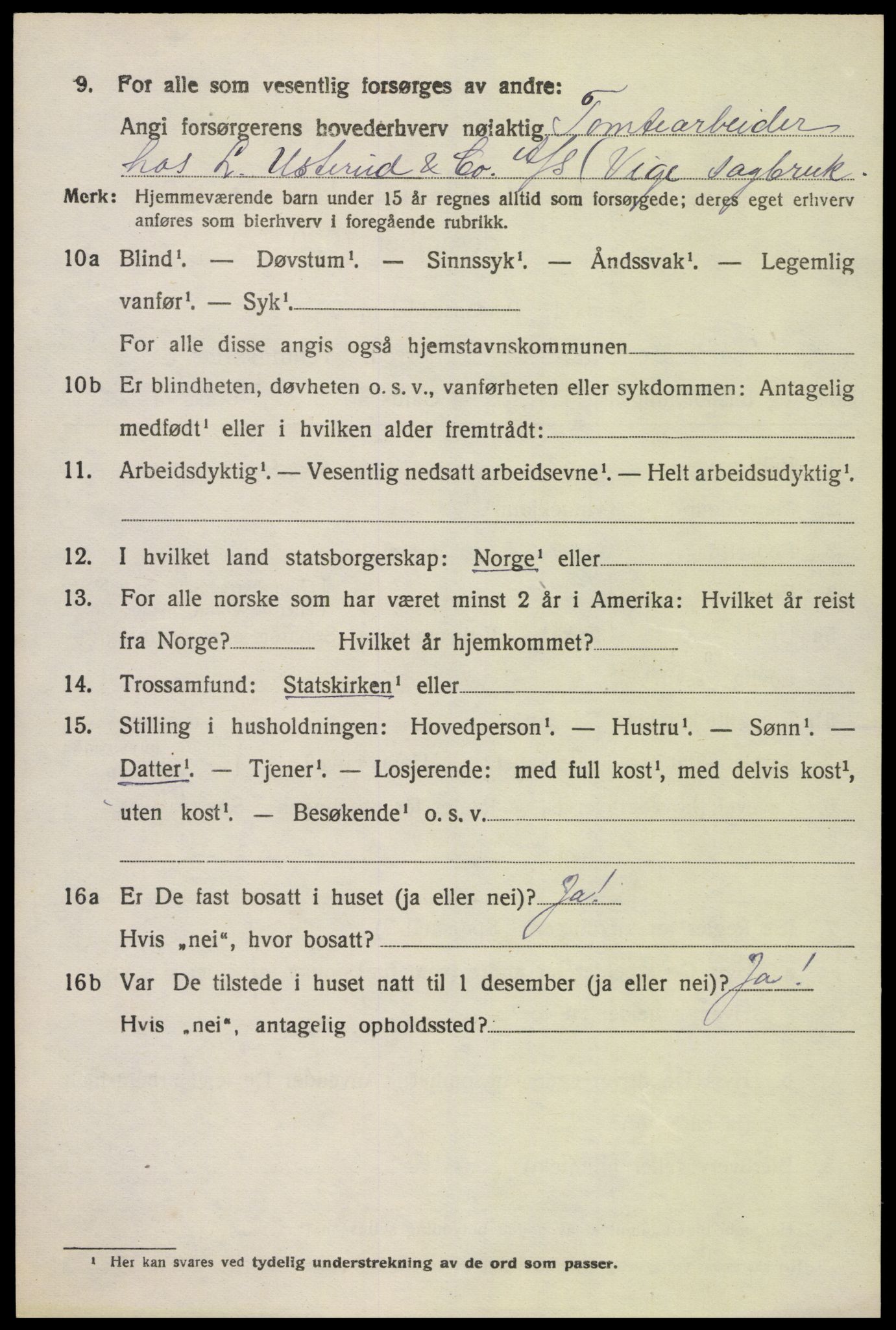 SAK, 1920 census for Oddernes, 1920, p. 8144