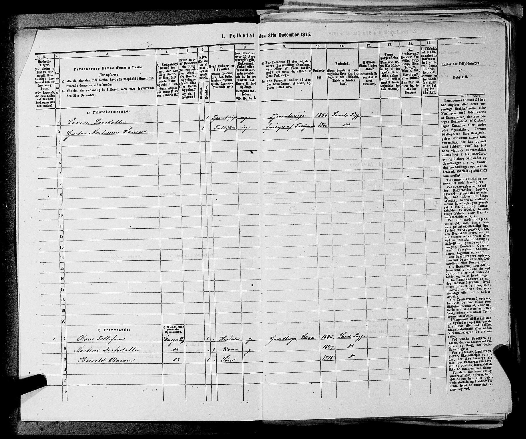 SAKO, 1875 census for 0713P Sande, 1875, p. 466