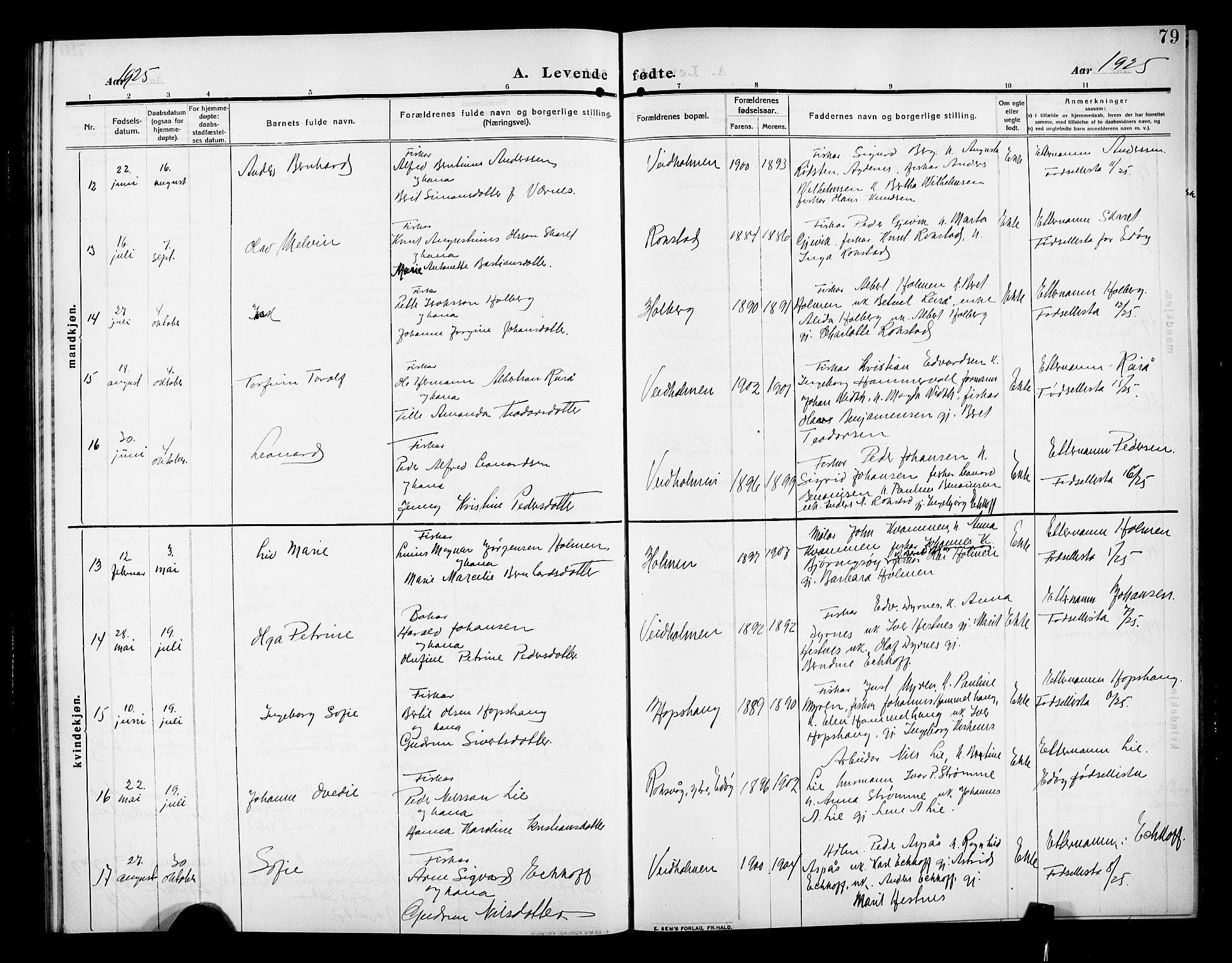 Ministerialprotokoller, klokkerbøker og fødselsregistre - Møre og Romsdal, AV/SAT-A-1454/583/L0956: Parish register (copy) no. 583C01, 1909-1925, p. 79