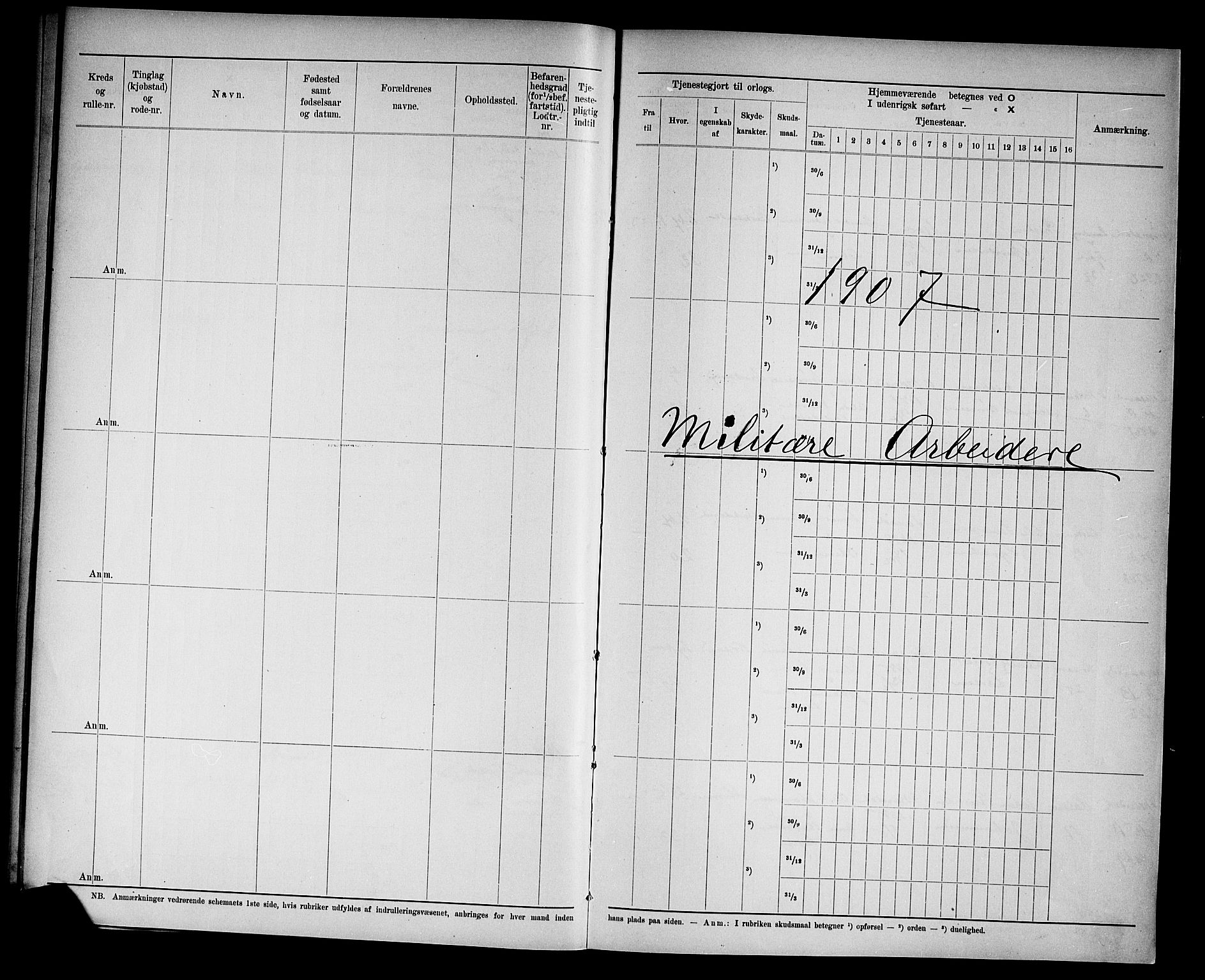 Kristiansand mønstringskrets, AV/SAK-2031-0015/F/Fd/L0009: Rulle sjøvernepliktige, C-9, 1907, p. 36