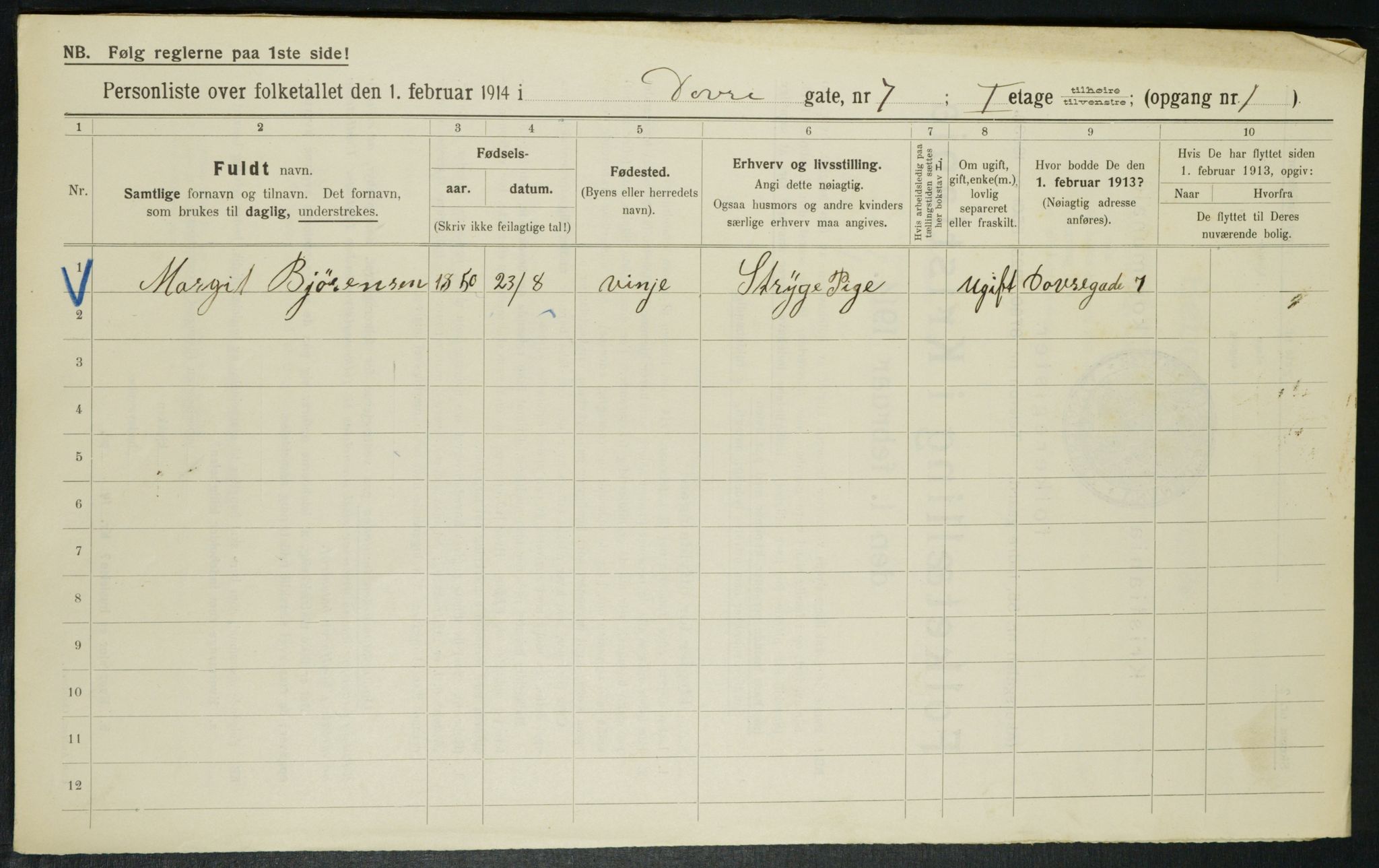 OBA, Municipal Census 1914 for Kristiania, 1914, p. 16398